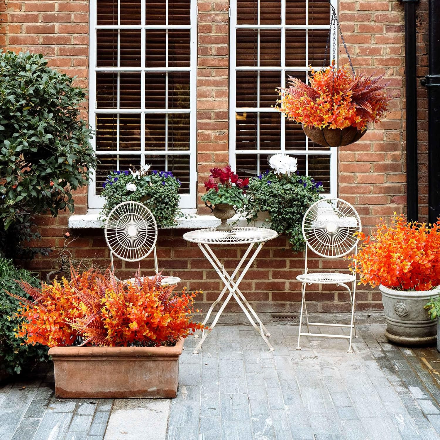 18PCS Artificial Fall Flowers Mums Plants for Outdoor Autumn Decoration UV Resis