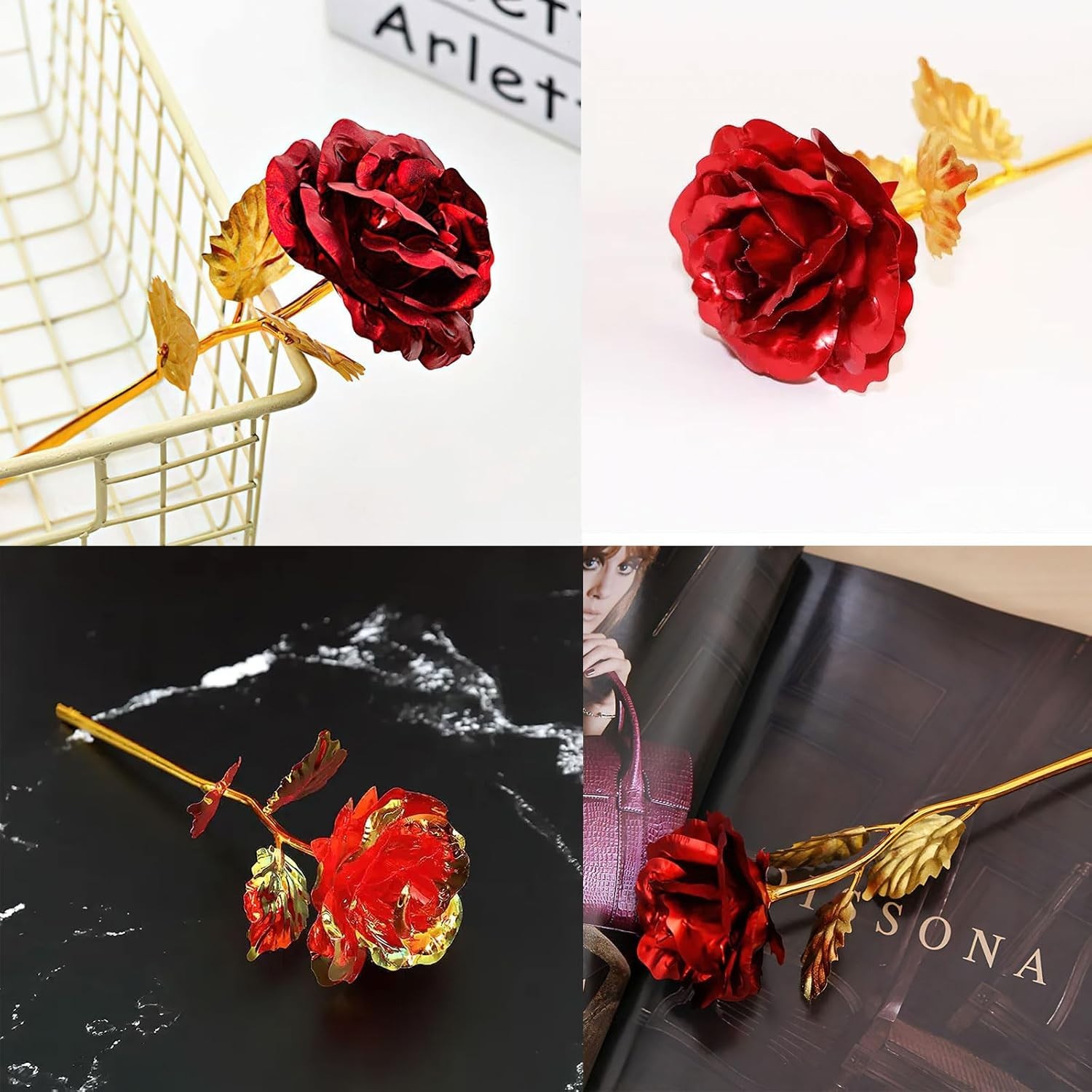 24k Gold Rose with Luxury Gift Box – 10-inch Golden Rose Metal Single Roses