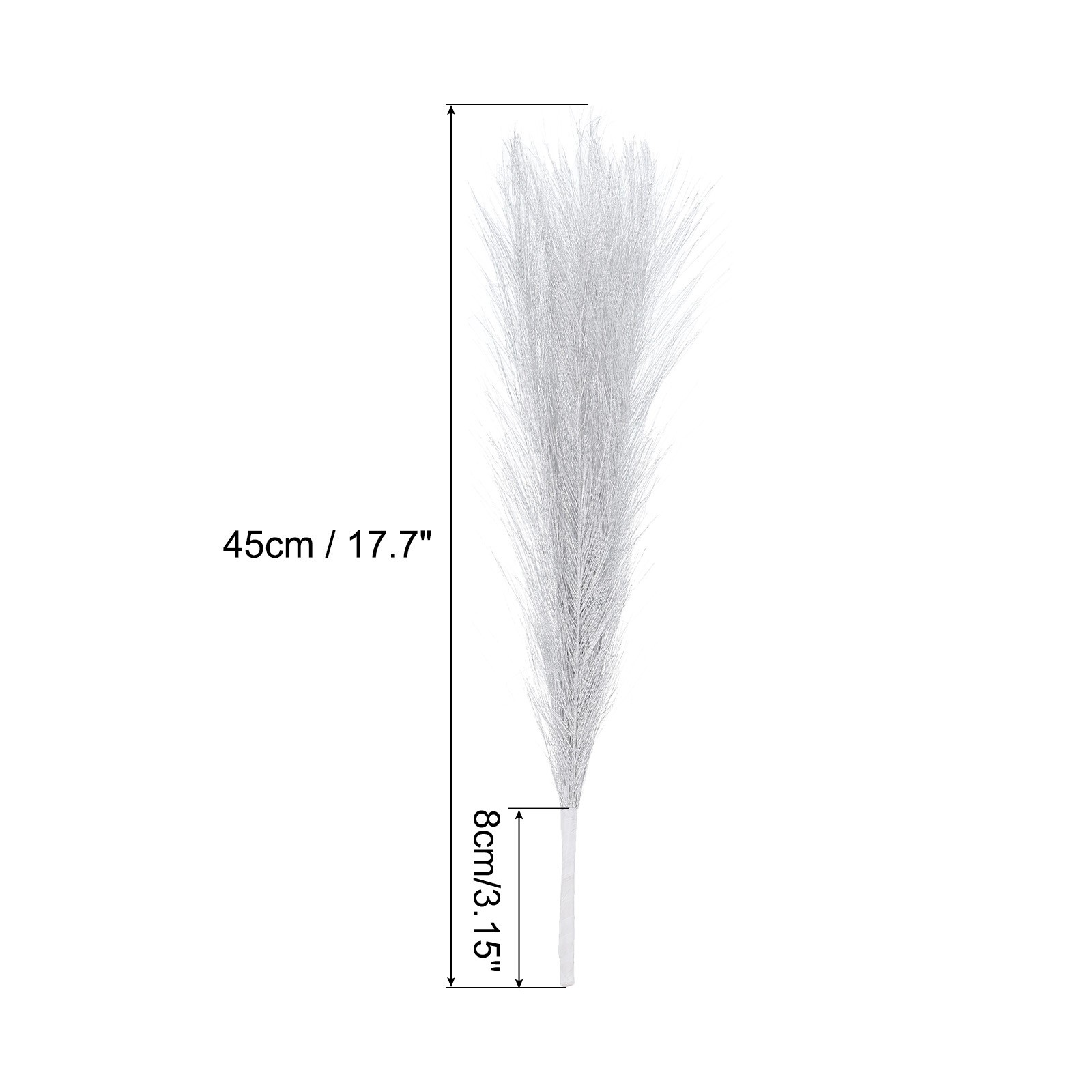 3Pcs Pampas Grass 17.7″ Fake Pampas Grass for Wedding Decoration Silver