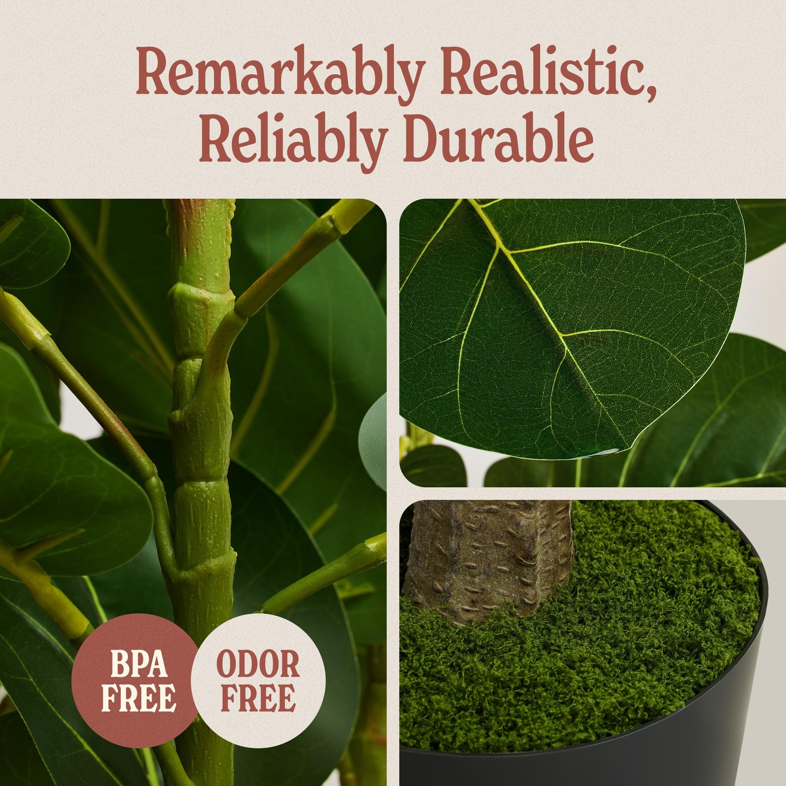 Artificial Fiddle Leaf Fig Tree 3ft (36 Inch) Tall – with Remote LED Spotligh…