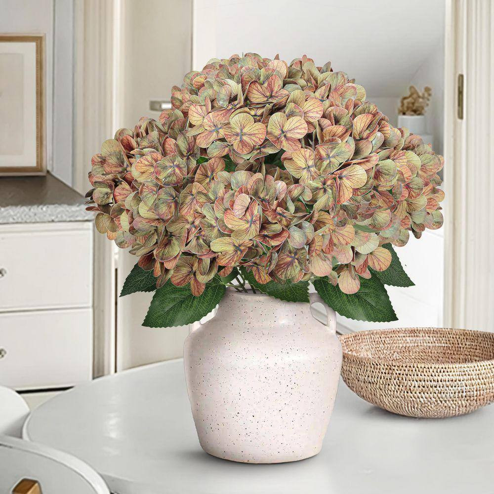 18 In. Dusty Cafe Brown Natural Touch Artificial Hydrangea Flower Stem Bush Bouq
