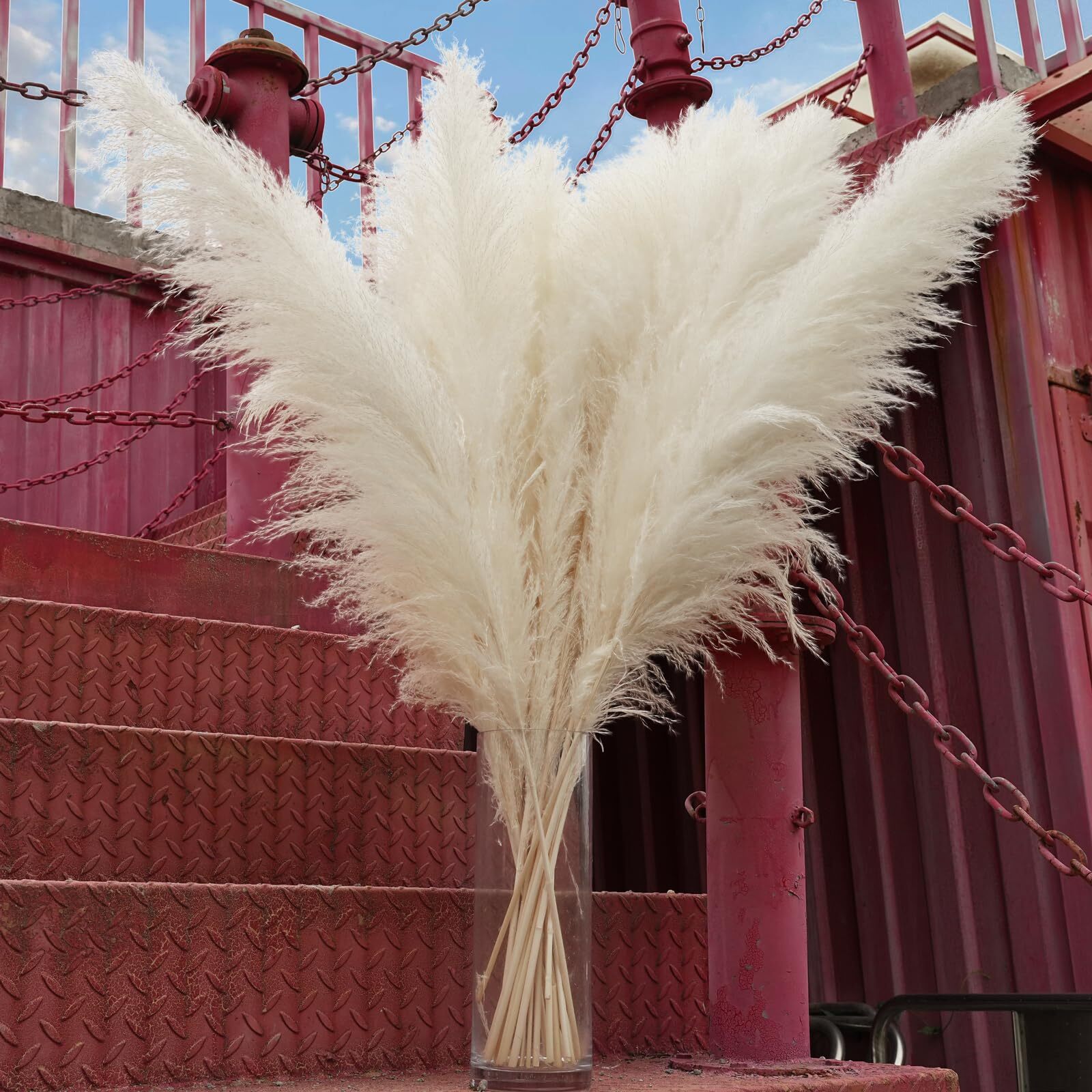 10pcs 40” White Pampas Grass Tall Decor Pompas Floral Floor Vases Wall