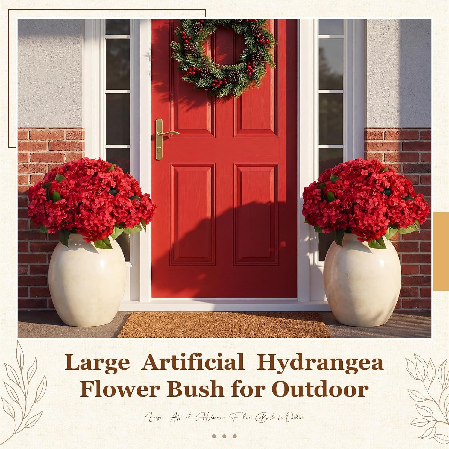 20 Red Silk Hydrangea Flowers – UV Resistant Faux Blooms for Weddings & Decor