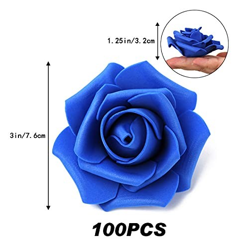 Cabezas rosas artificiales, azul rey, rosas artificiales espuma manualidades.
