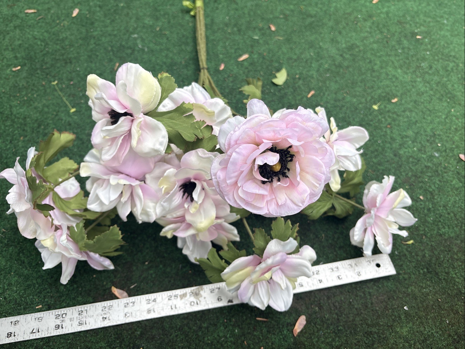 15 Magnolia stem bush CREAM with Pink Violet highlights 32” Tall