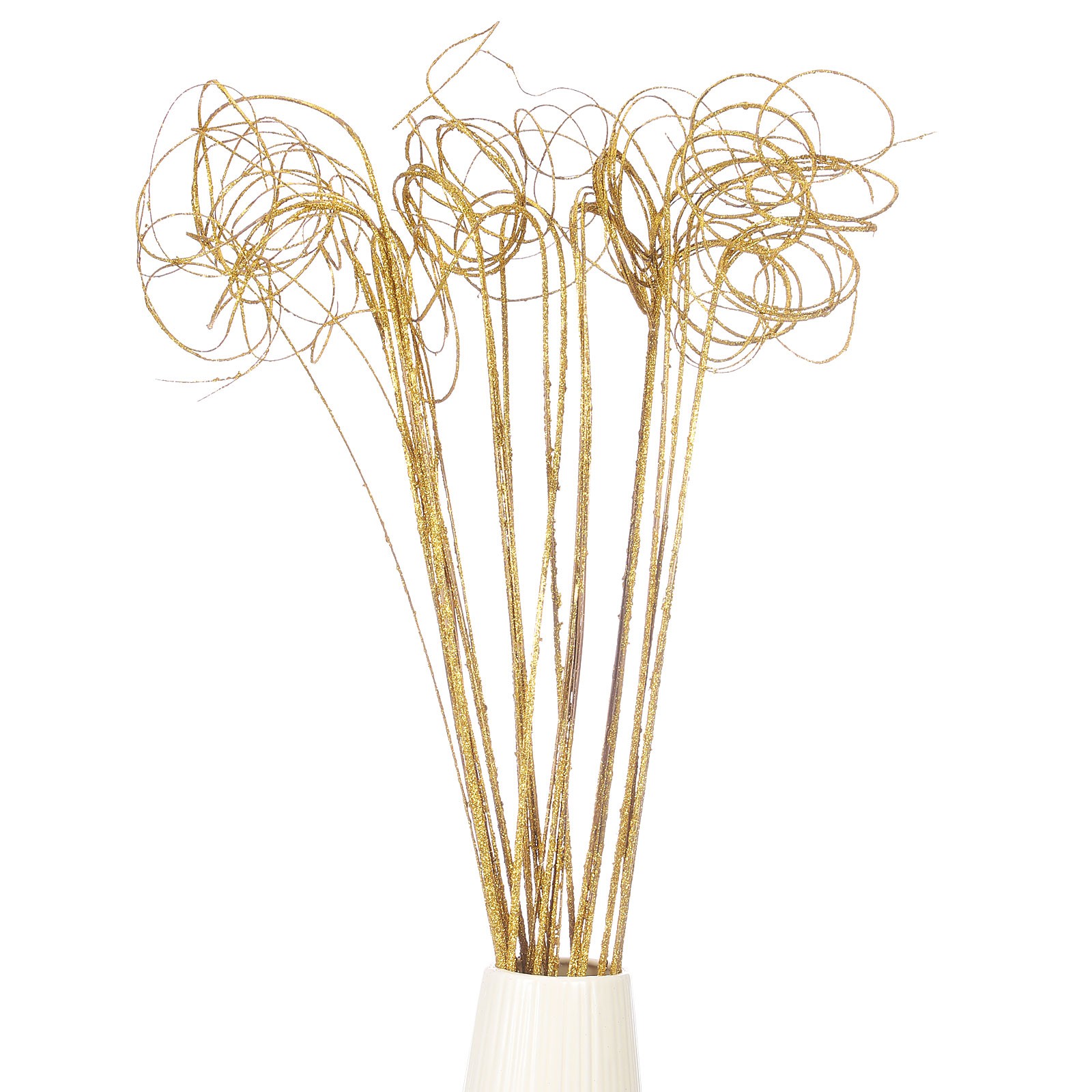 30 Pcs Glitter Dried Curly Willow Branches Natural Branches Twigs, Gold
