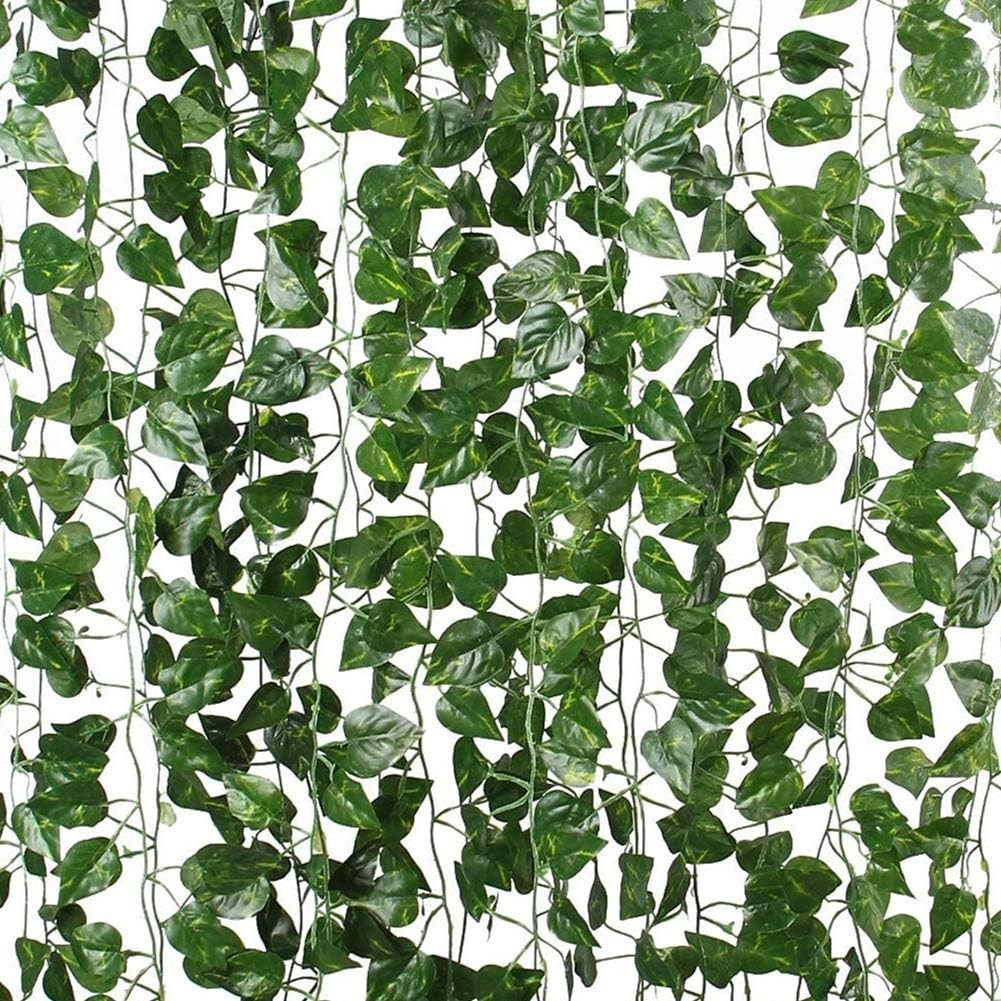 84 feet Artificial Vines Greenery Garland Fake Hanging Scindapsus/12 Strands