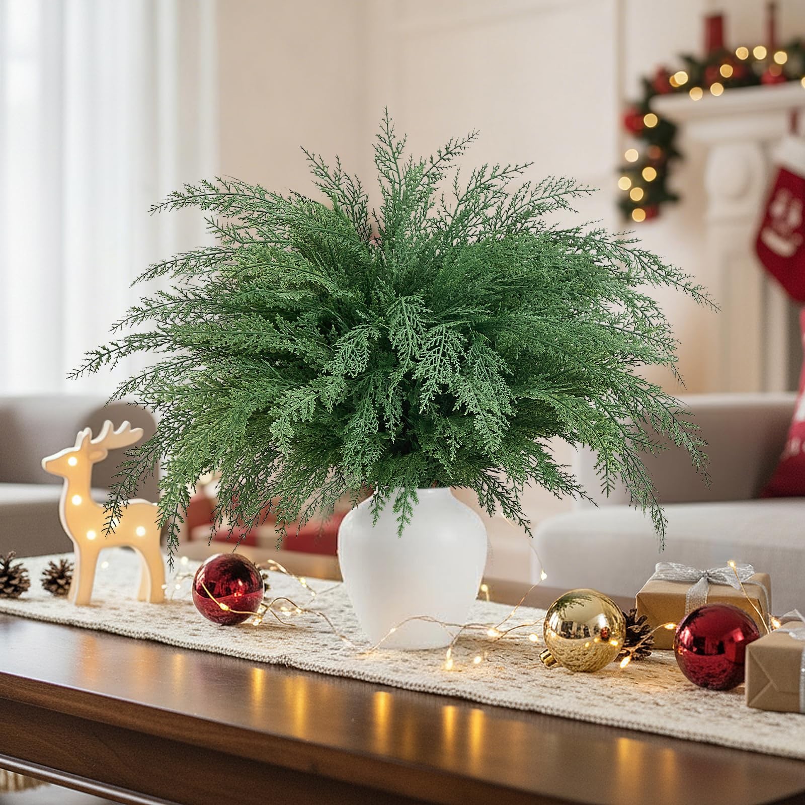 Christmas Cypress Stems for Vases Cedar – Real Touch Realistic Artificial Fau…