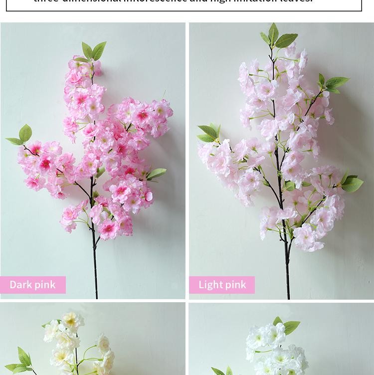 80cm Artificial Cherry Blossom Branch Red Silk Flower Wedding Home Decor Arch