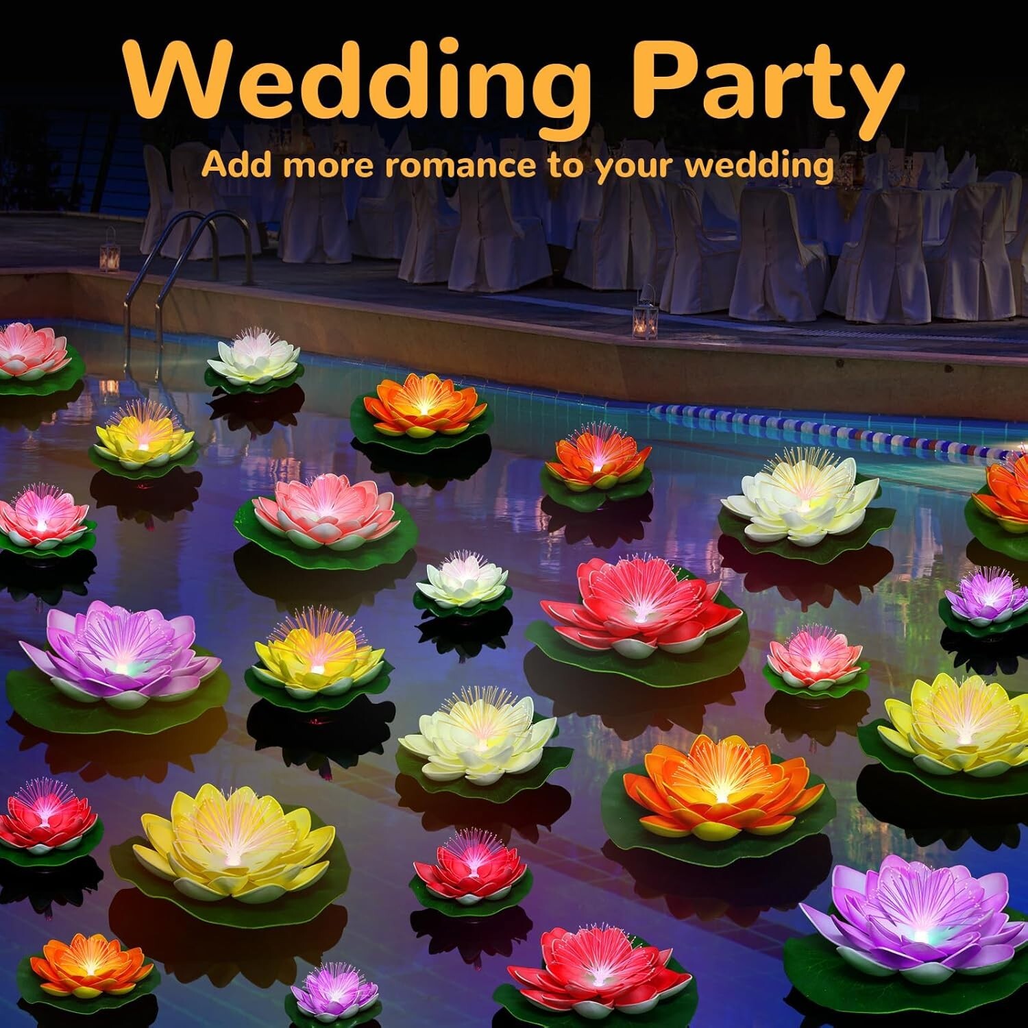 12 Floating Lotus Pool Lights LED Lily Pad Flower Lanterns Battery Operated 4 in