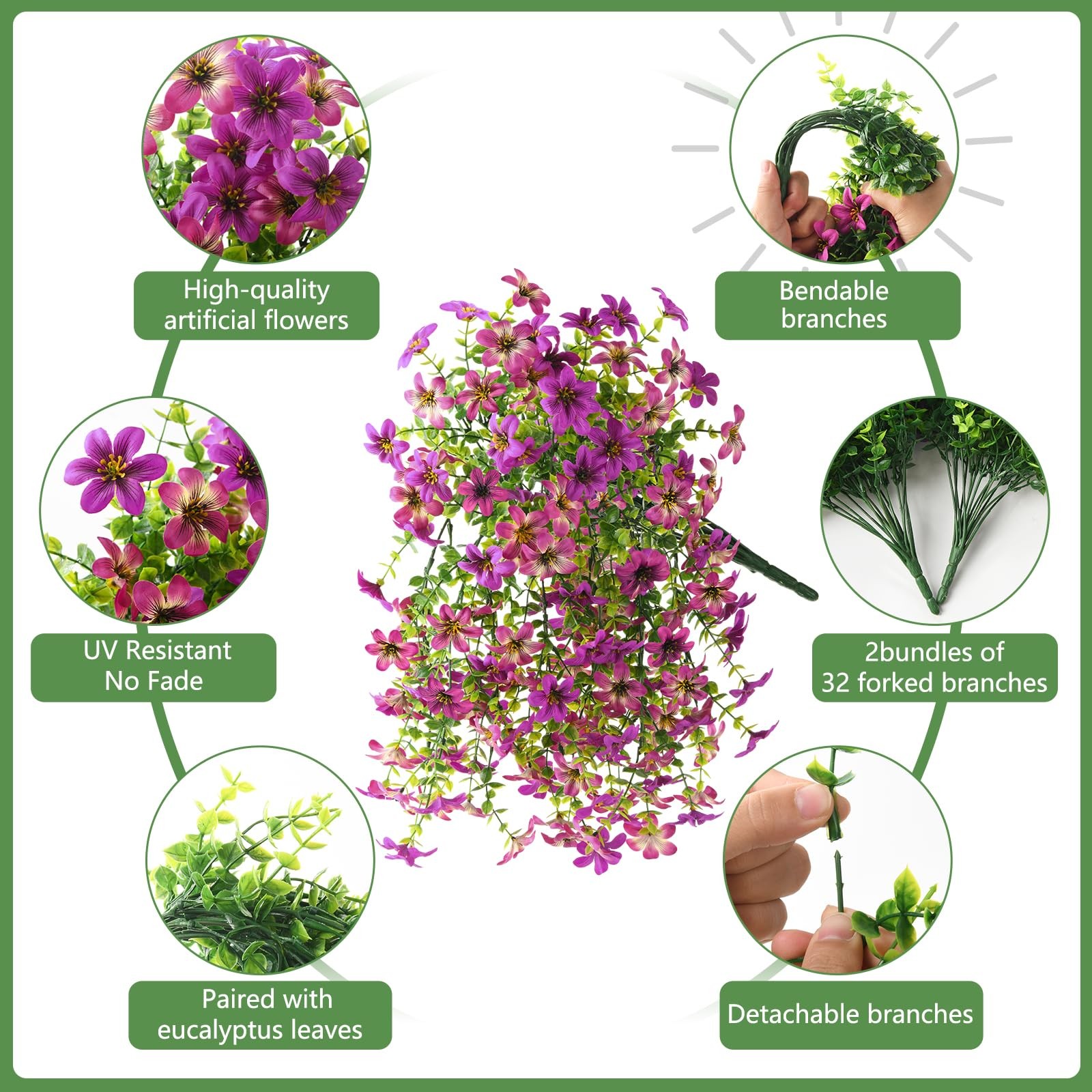 Artificial Flowers for Outdoor Faux Hanging Plants Spring Summer Decoration 2…