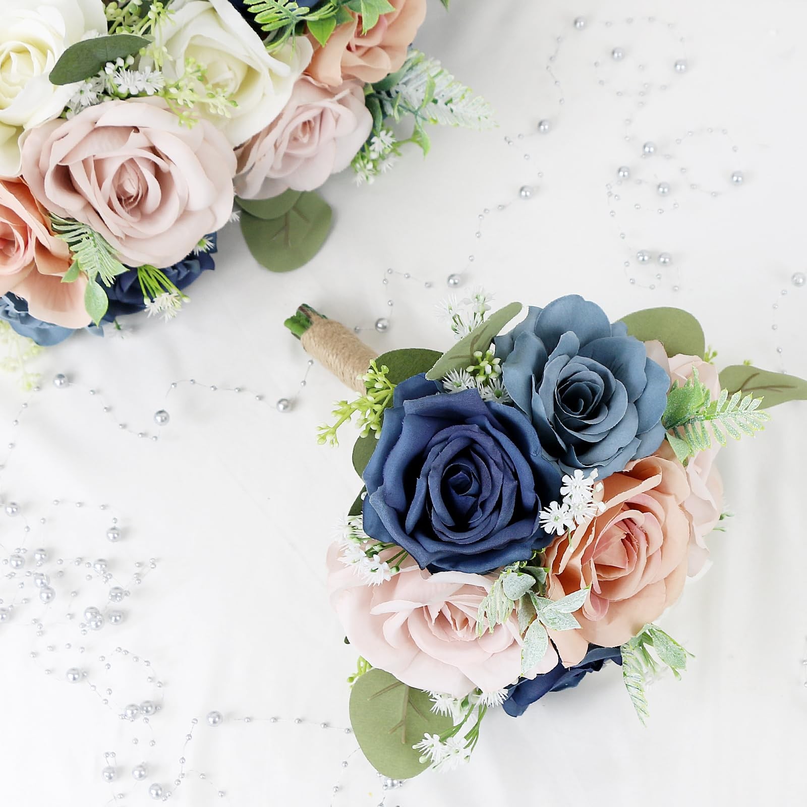Set of 4 Bridesmaid Bouquets for Wedding – 7 Inch Artificial Flowers Bouquets…