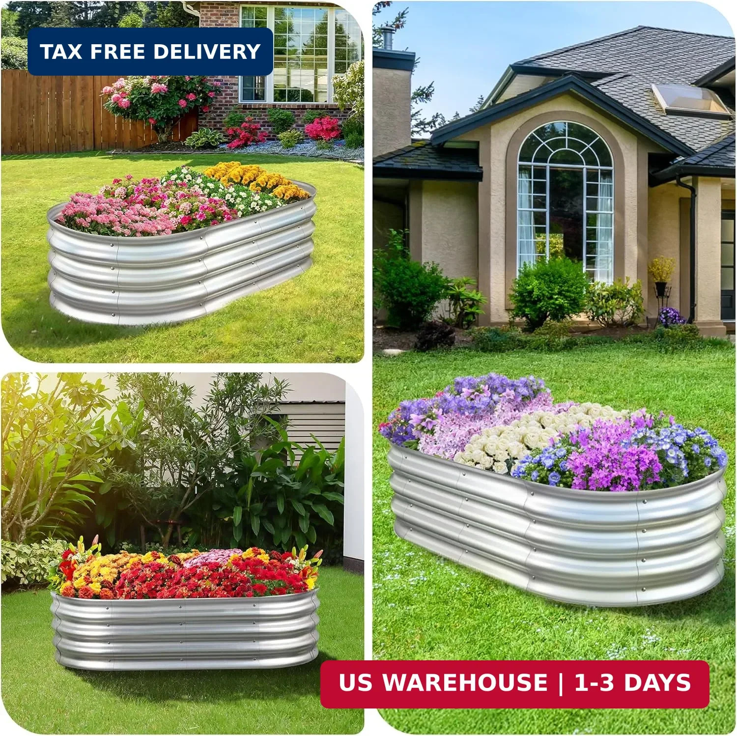 Sponvatt Raised Garden Bed, 4x2x1 Ft Galvanized Metal Planter Box (2 Pcs), Large