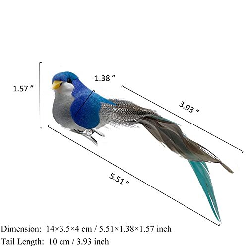 LWINGFLYER on Artificial Simulation Foam Birds Feather Long Tail 6pcs Clip