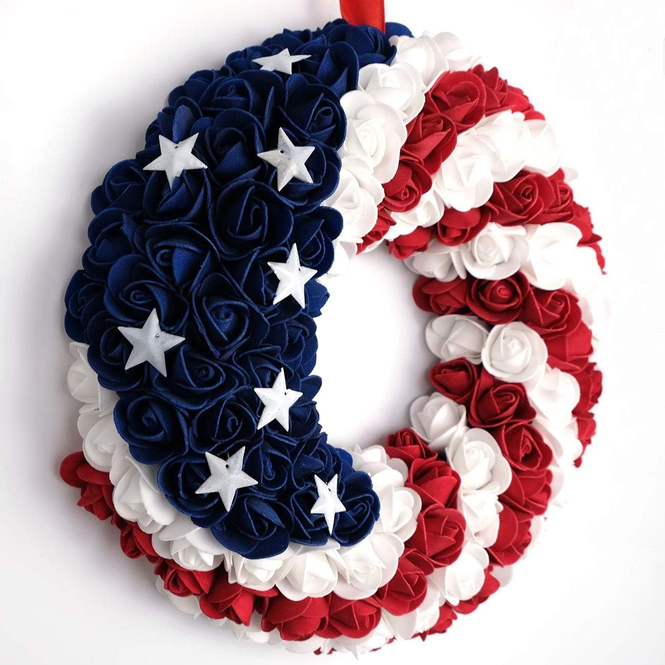 Patriotic Front Door Wreath Americana July 4th Memorial Day Wall Garland