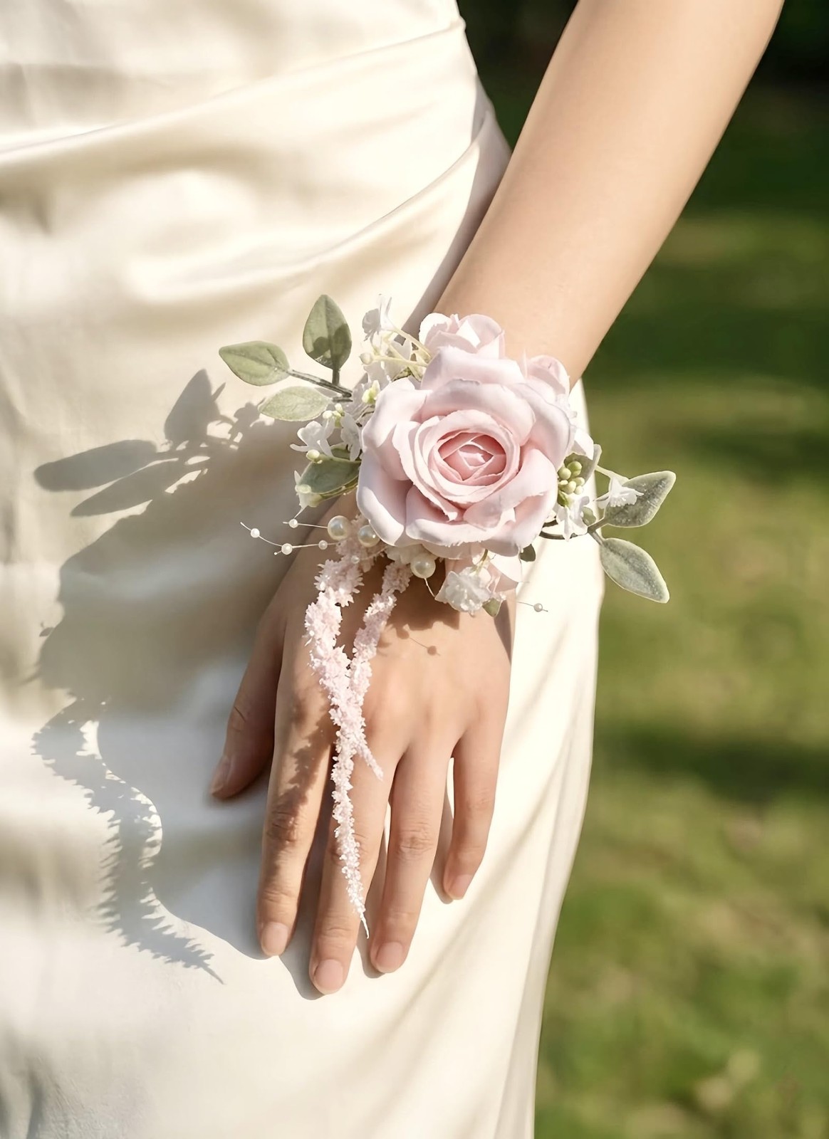 Pink Rose Corsage Boutonniere Set Prom Wrist Groom Groomsmen Bride Wedding