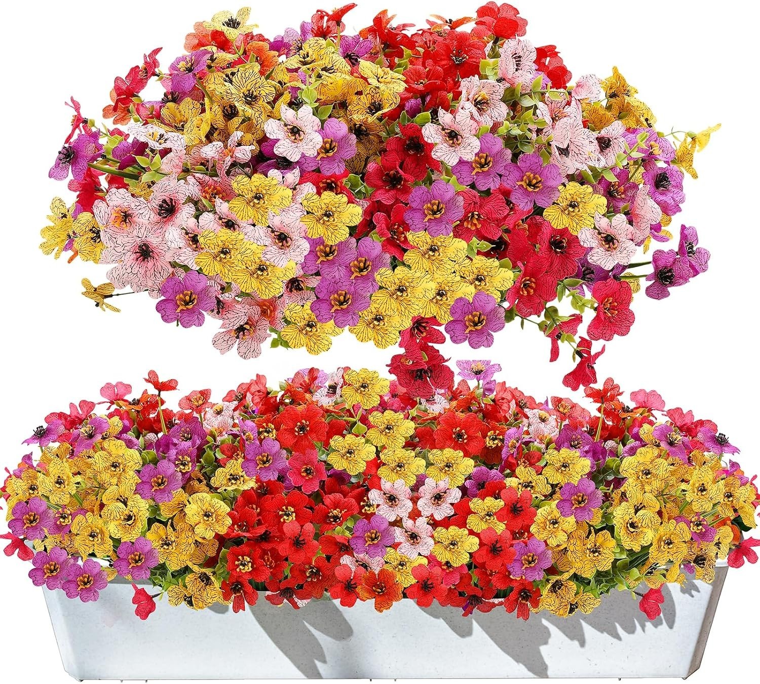 24 Bundles Artificial Flowers for Outdoors UV Resistant Silk Fake Flowers Faux
