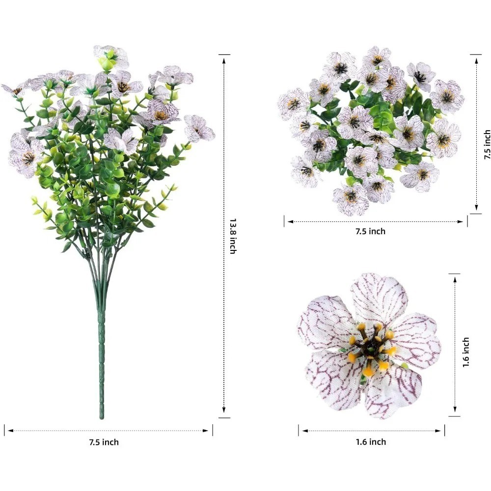Artificial Violet Eucalyptus Flowers UV Resistant Outdoor Garden Porch Decor