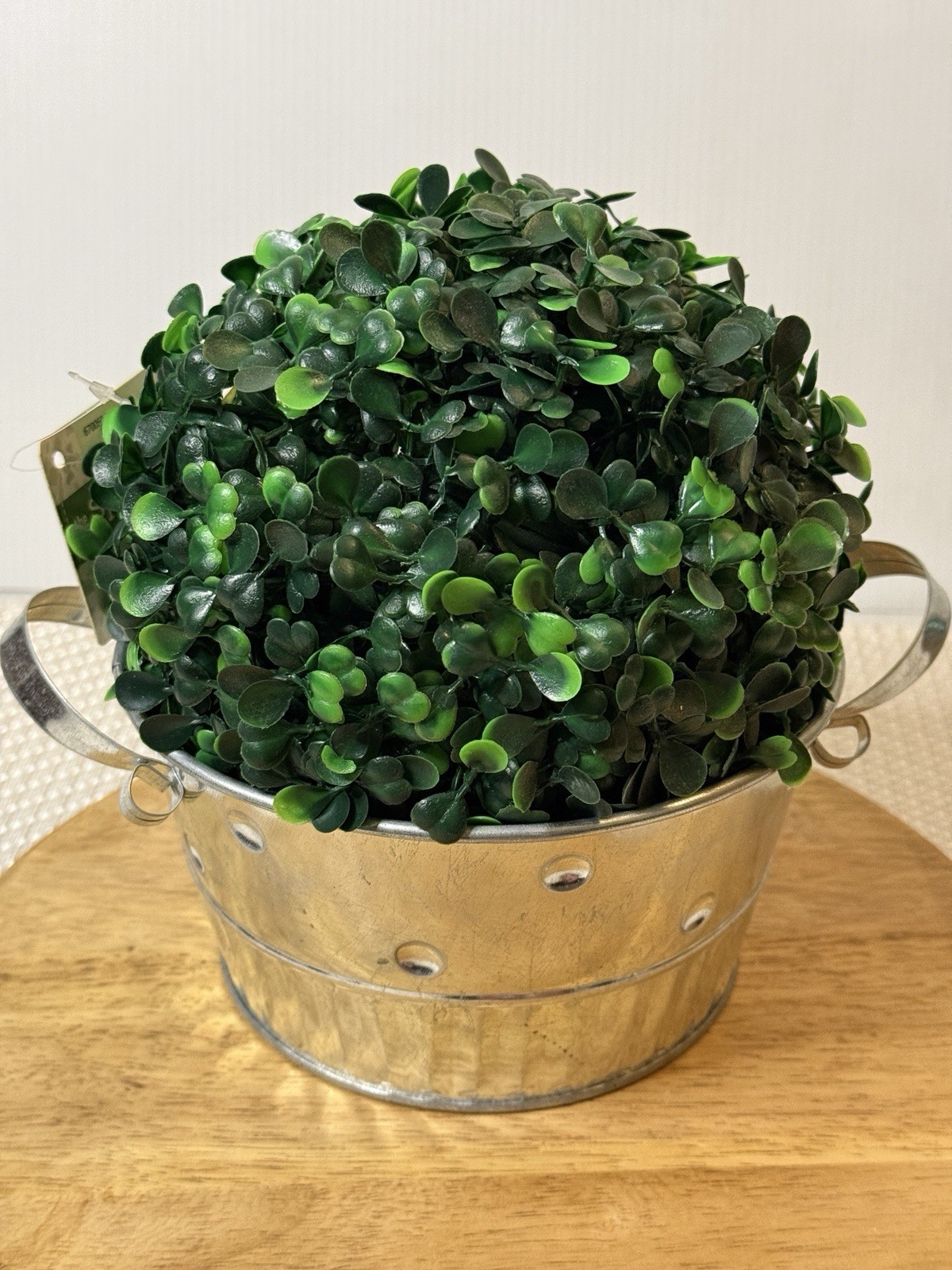 Hobby Lobby Artificial 6 x 6 Greenery Sphere Round AND Metal Pail Container New