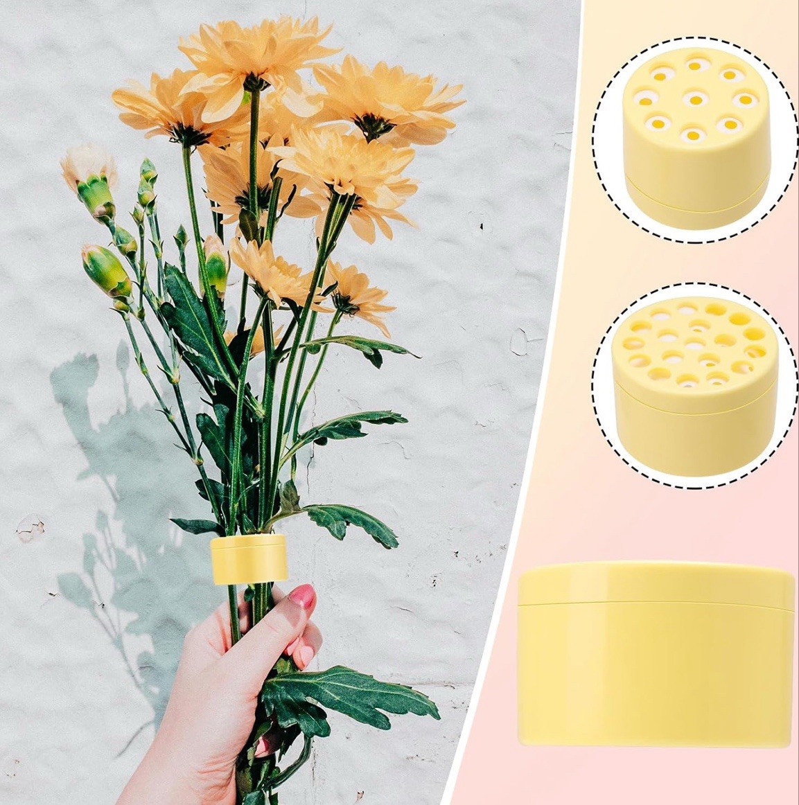 Spiral Flower Stem Holder/Arranger for Vases – 2pk in Yellow
