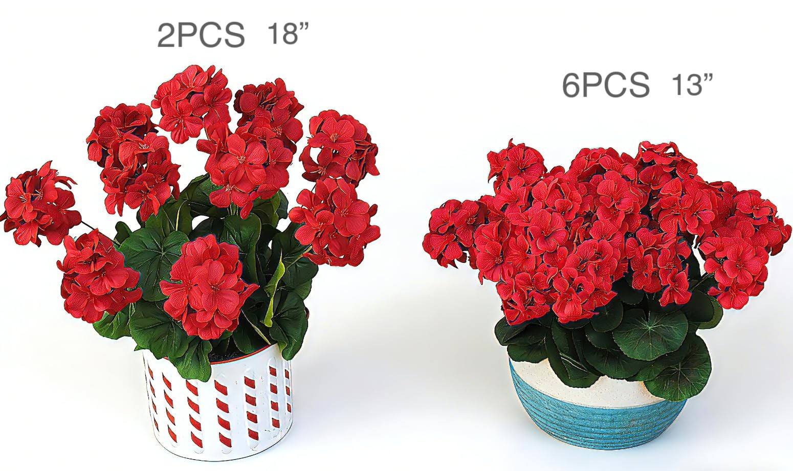 18” Artificial Geraniums Silk Flowers Plants Realistic for Home Outdoor Deco…