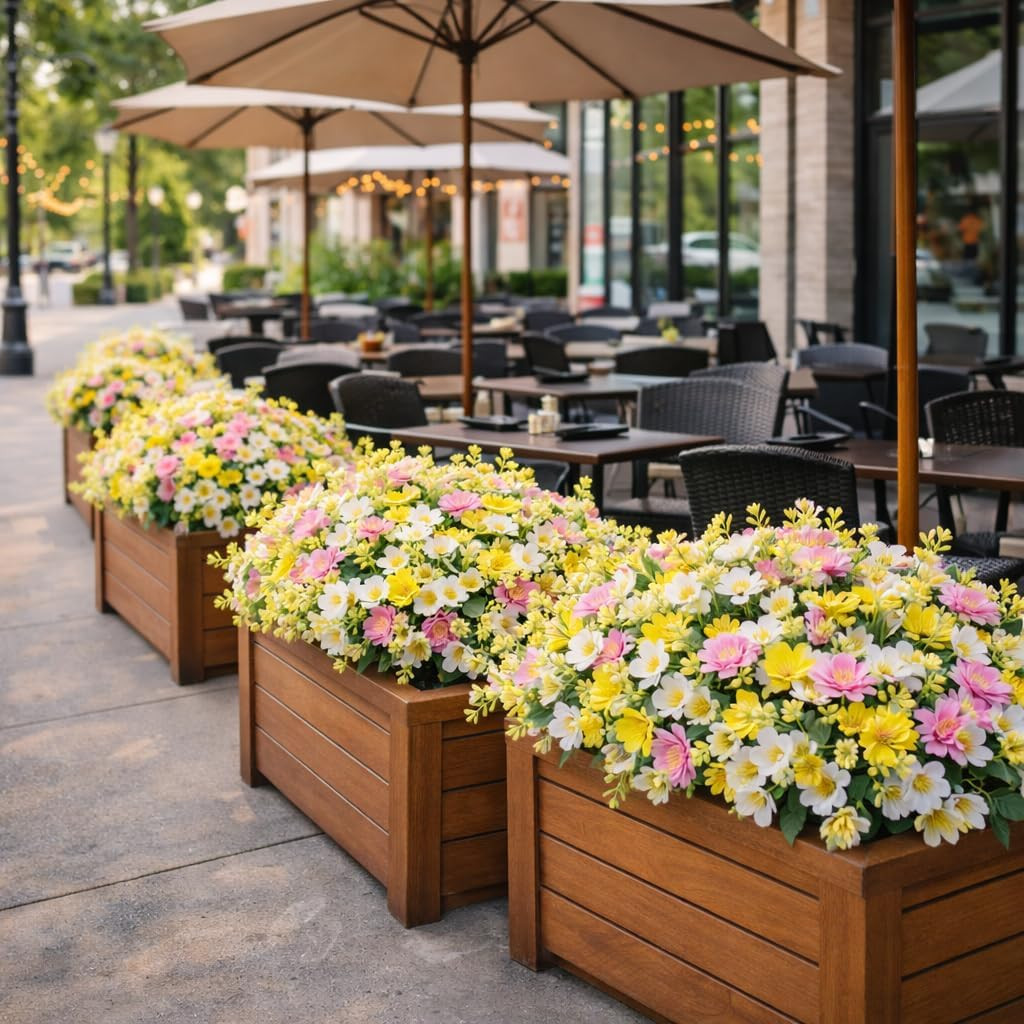 Vibrant UV Resistant Faux Outdoor Flowers for Spring & Summer Decor – 12 Batches