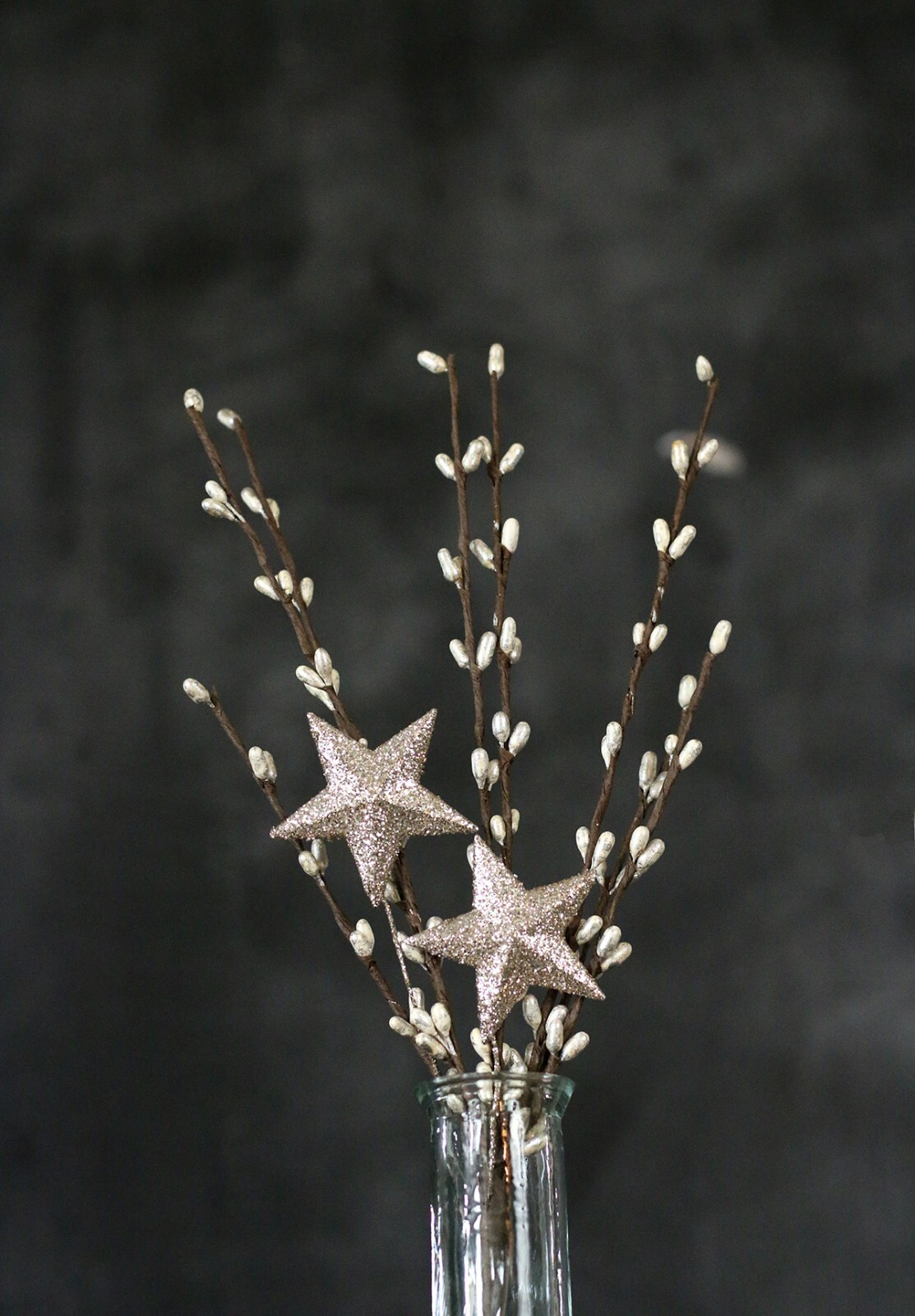 Pip Berry Floral Picks (Set/2) Platinum Silver with Glittered Stars 12 inch