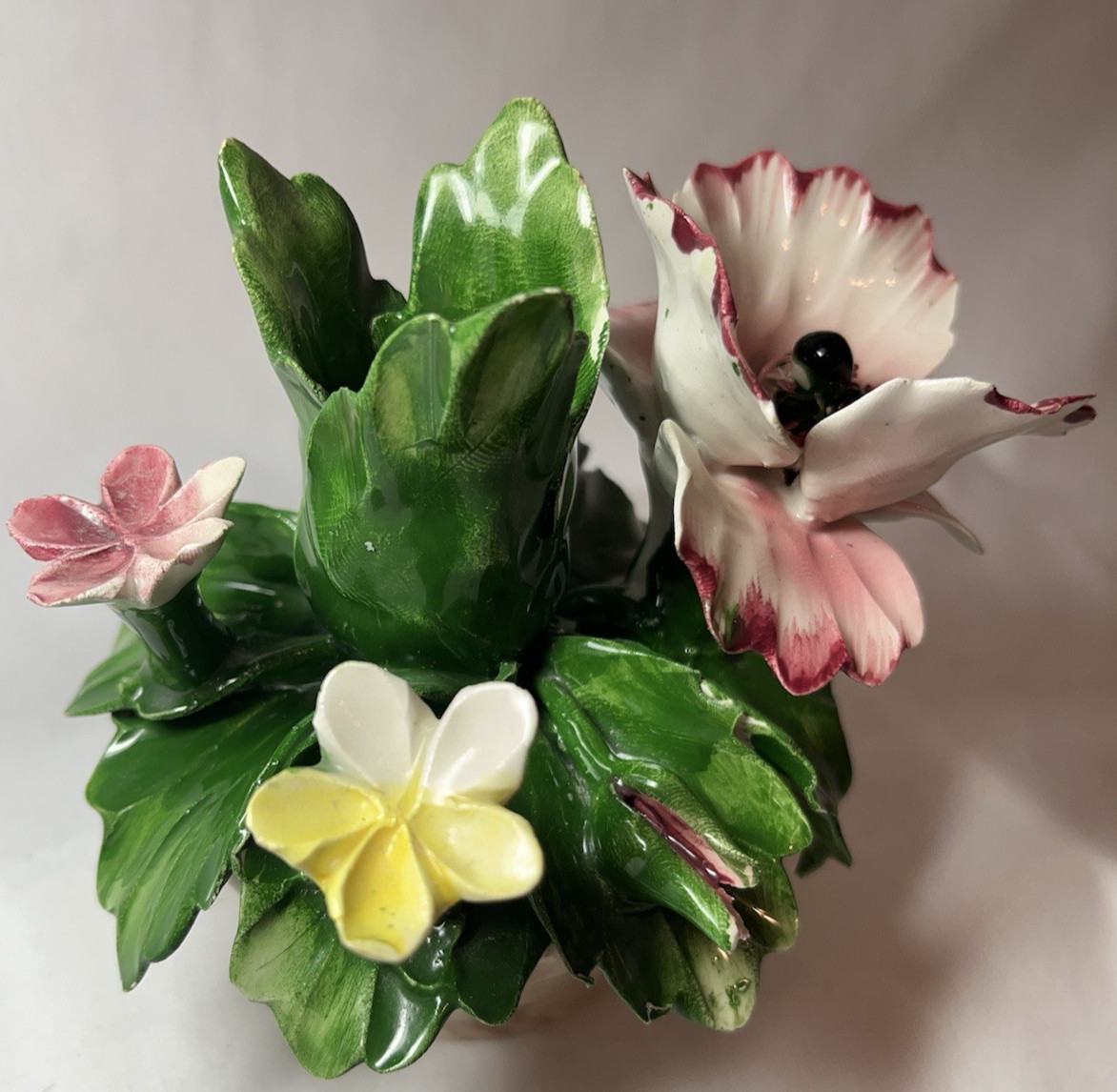 Vtg NUOVA CAPODIMONTE Flower Basket Candle Holder F.lli Savastano – NA Italy