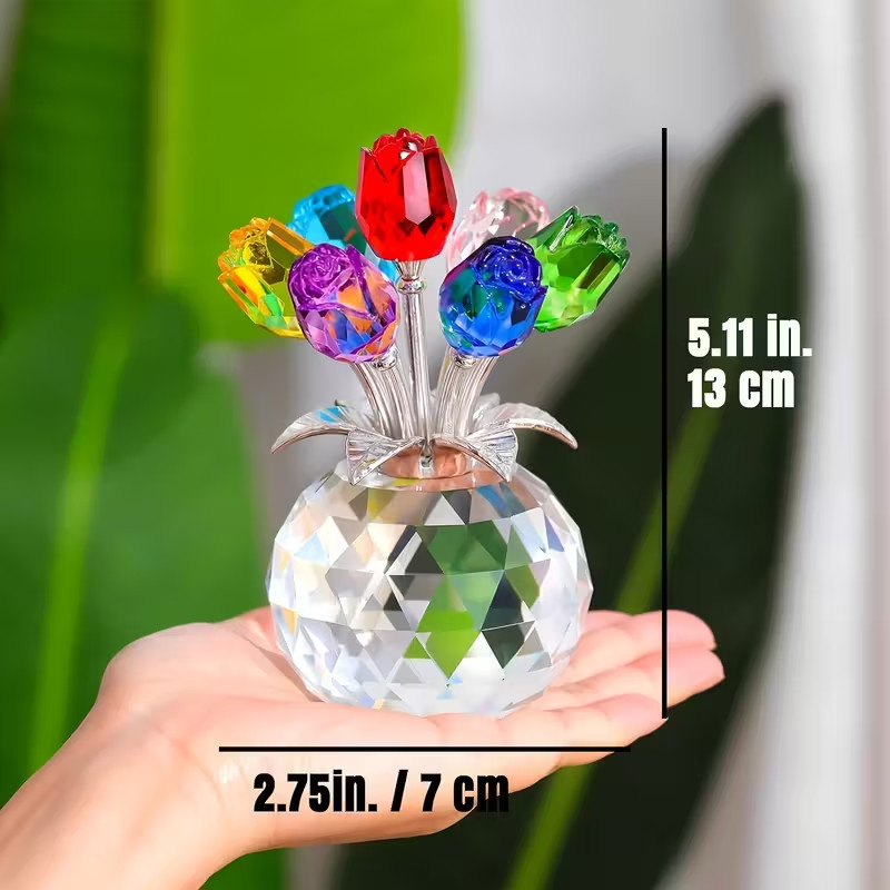 Eternal Crystal Rose Gift Artificial Glass Rose Bouquet Valentine Anniversary
