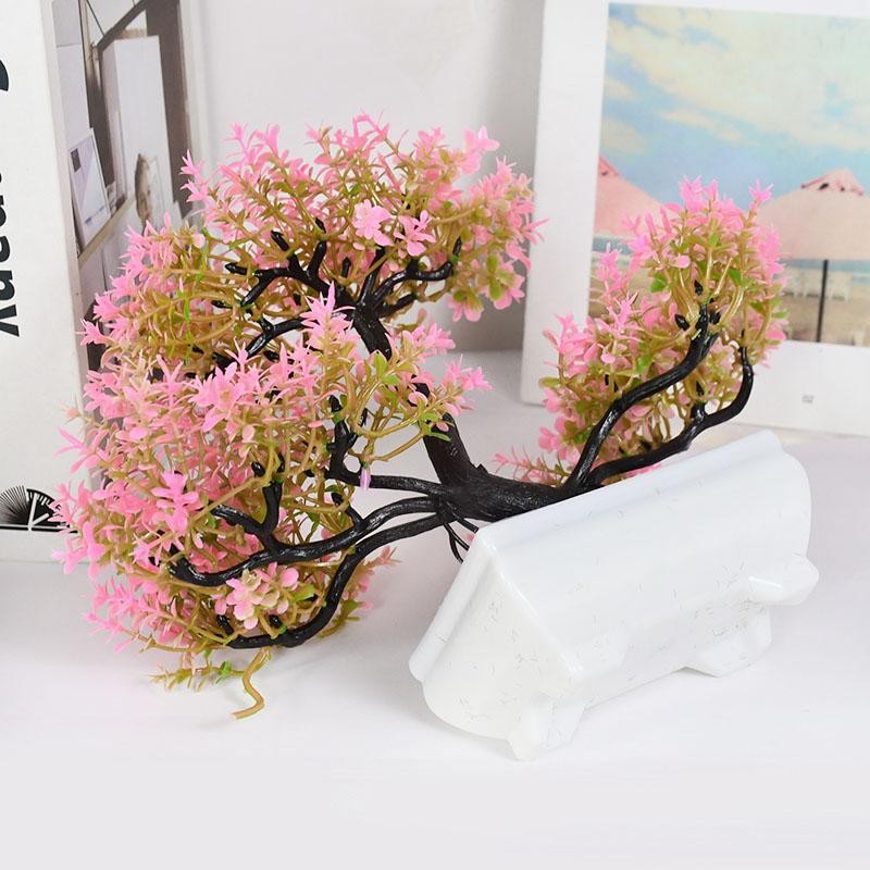 Artificial Bonsai Tree Small Potted Plant Fake Flowers Home Table Decor Gift