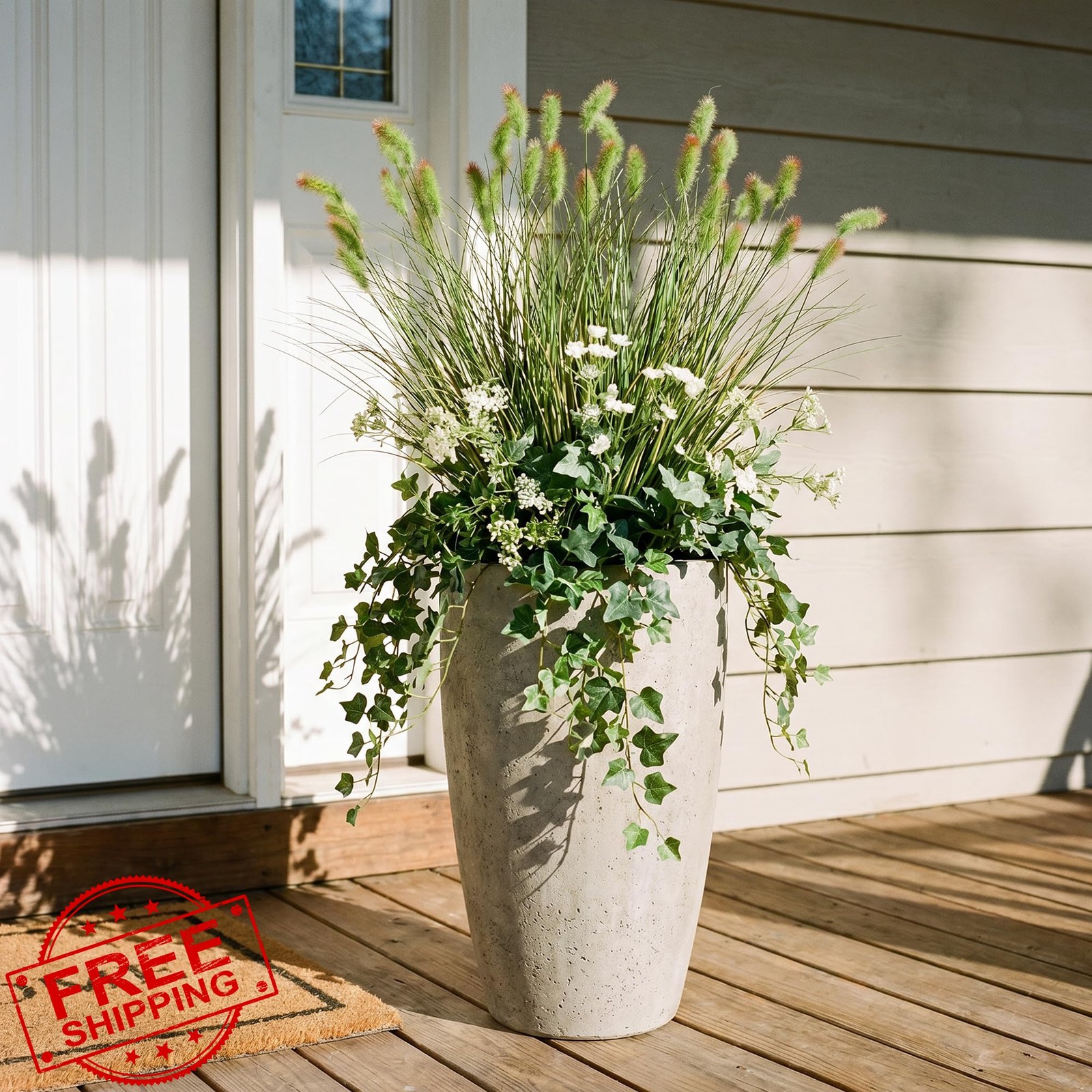 8 PCS Artificial Bunny Tail Grass Stems 17.7in Faux Dried Vase Filler | Plant…