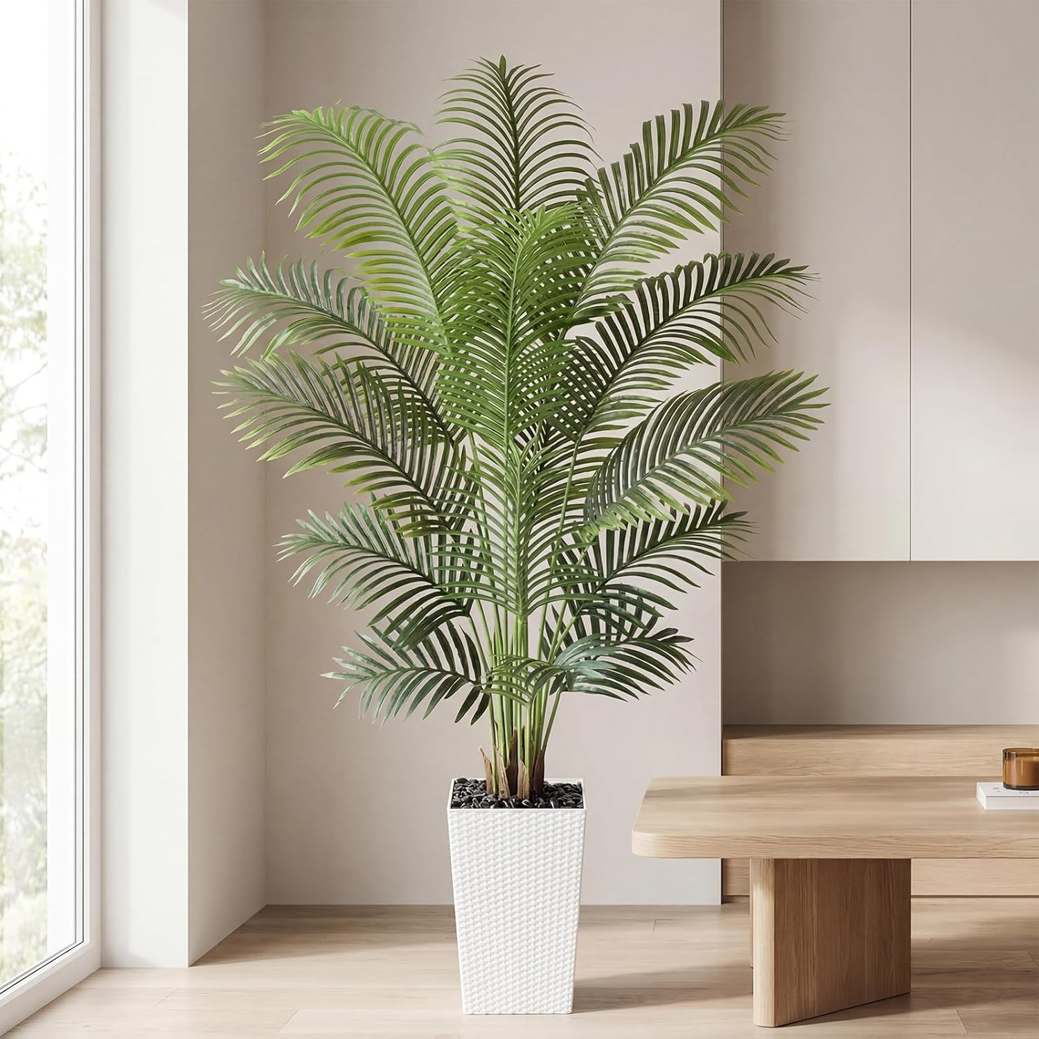 6Ft Artificial Palm Tree in White Planter – Indoor Tropical Decor