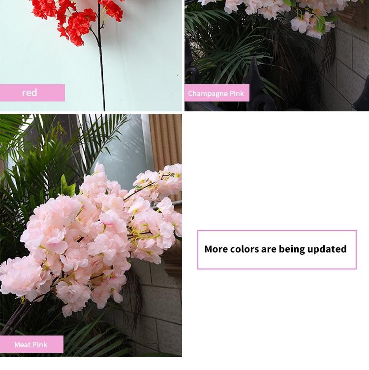 80cm Artificial Cherry Blossom Branch Red Silk Flower Wedding Home Decor Arch