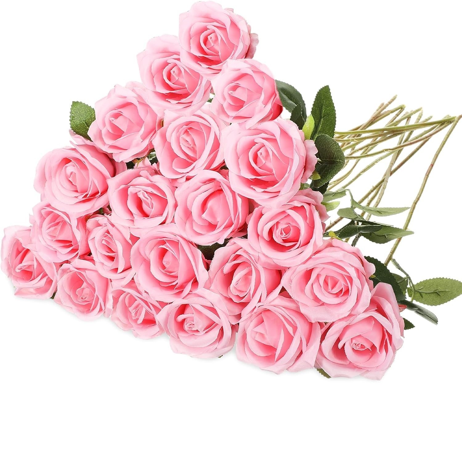 20 Pcs Artificial Rose Flowers with Long Stem, Pink