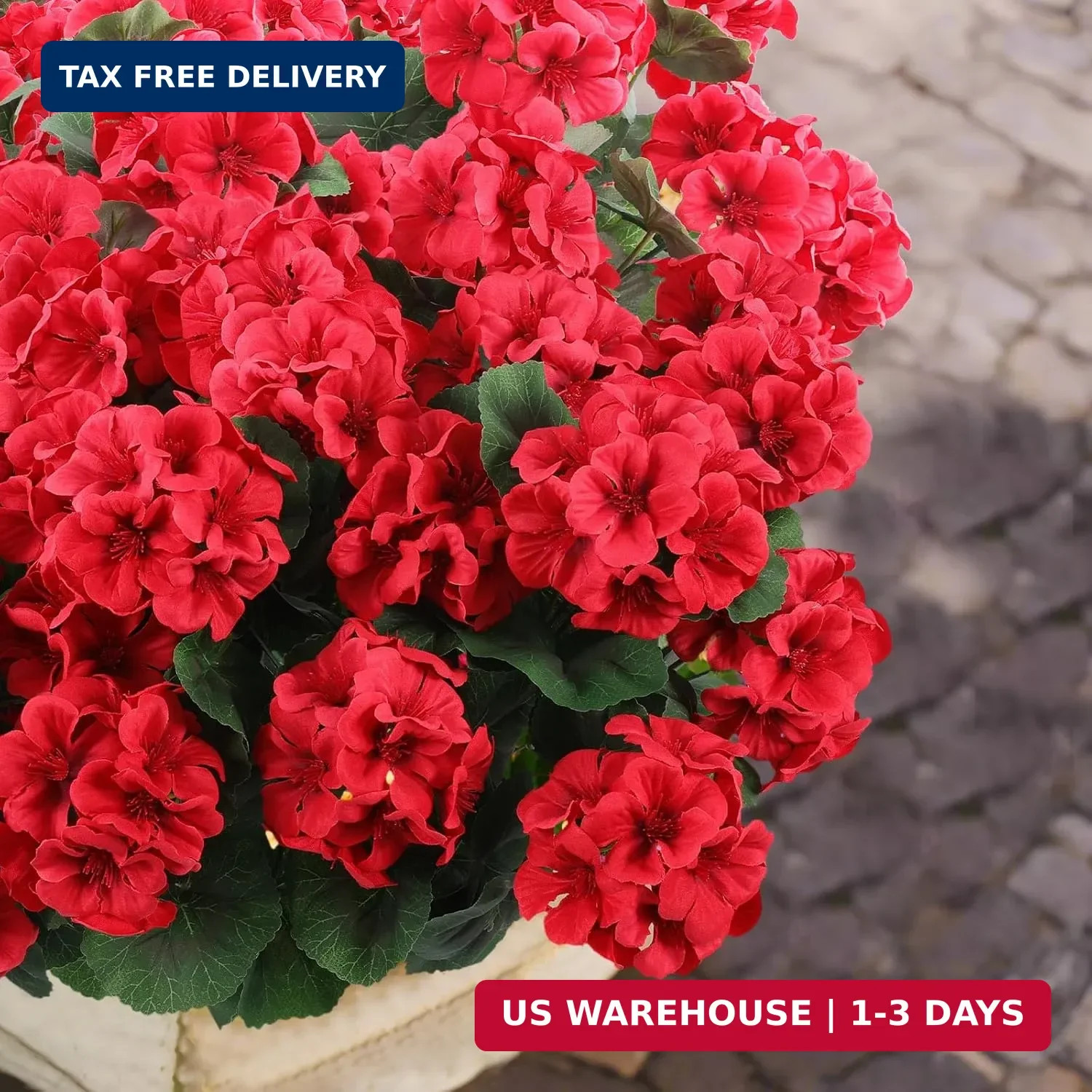 Hananona 6 Pcs Artificial Geranium Flowers for Outdoors Geranium Silk Red Flower