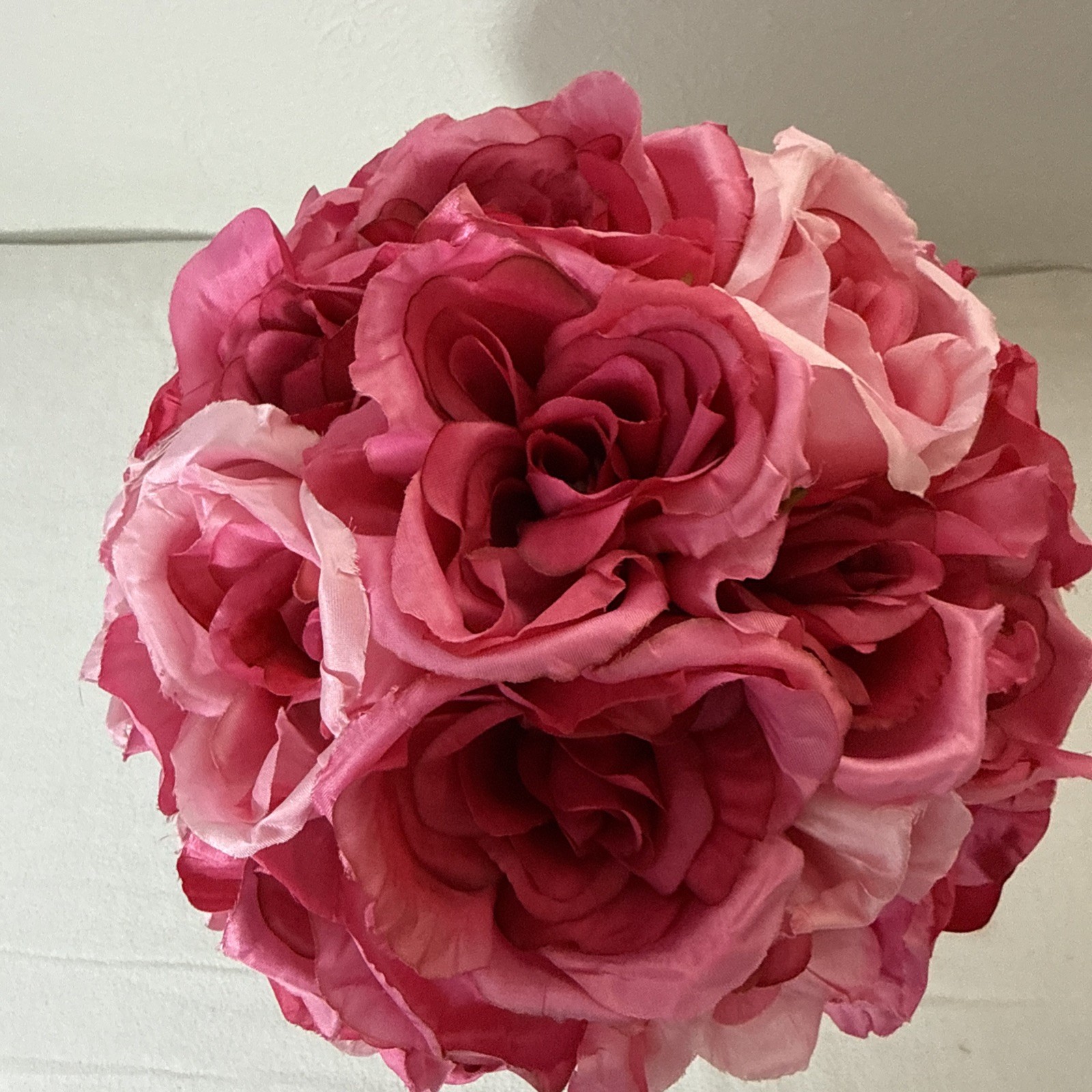 Faux Pink Rose In Urn