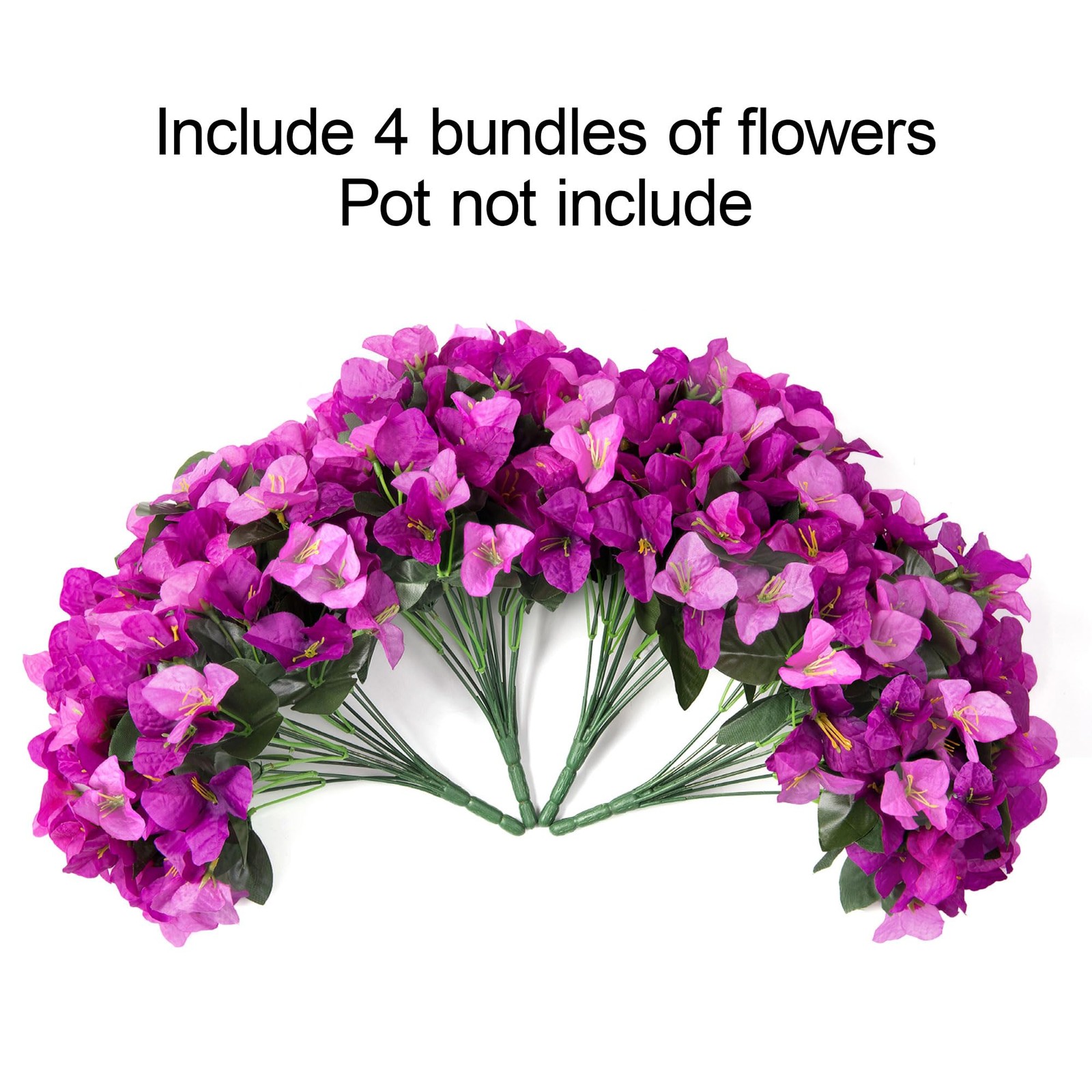Spring Artificial Flowers for Outdoors, 4 Bundles Fake Bougainvillea UV Resis…