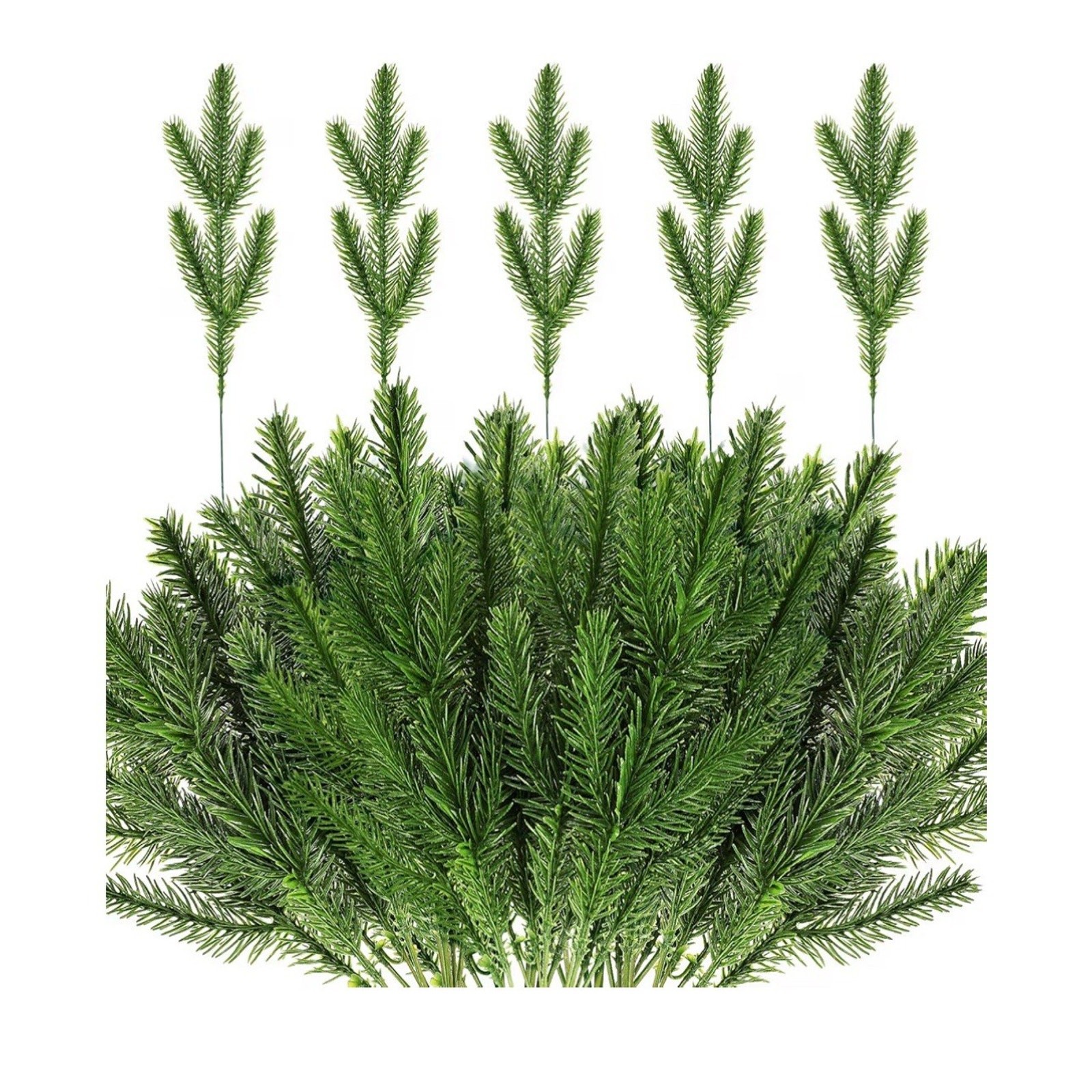 100 Pieces Christmas Pine Needles 10 inch Artificial Pine Branches