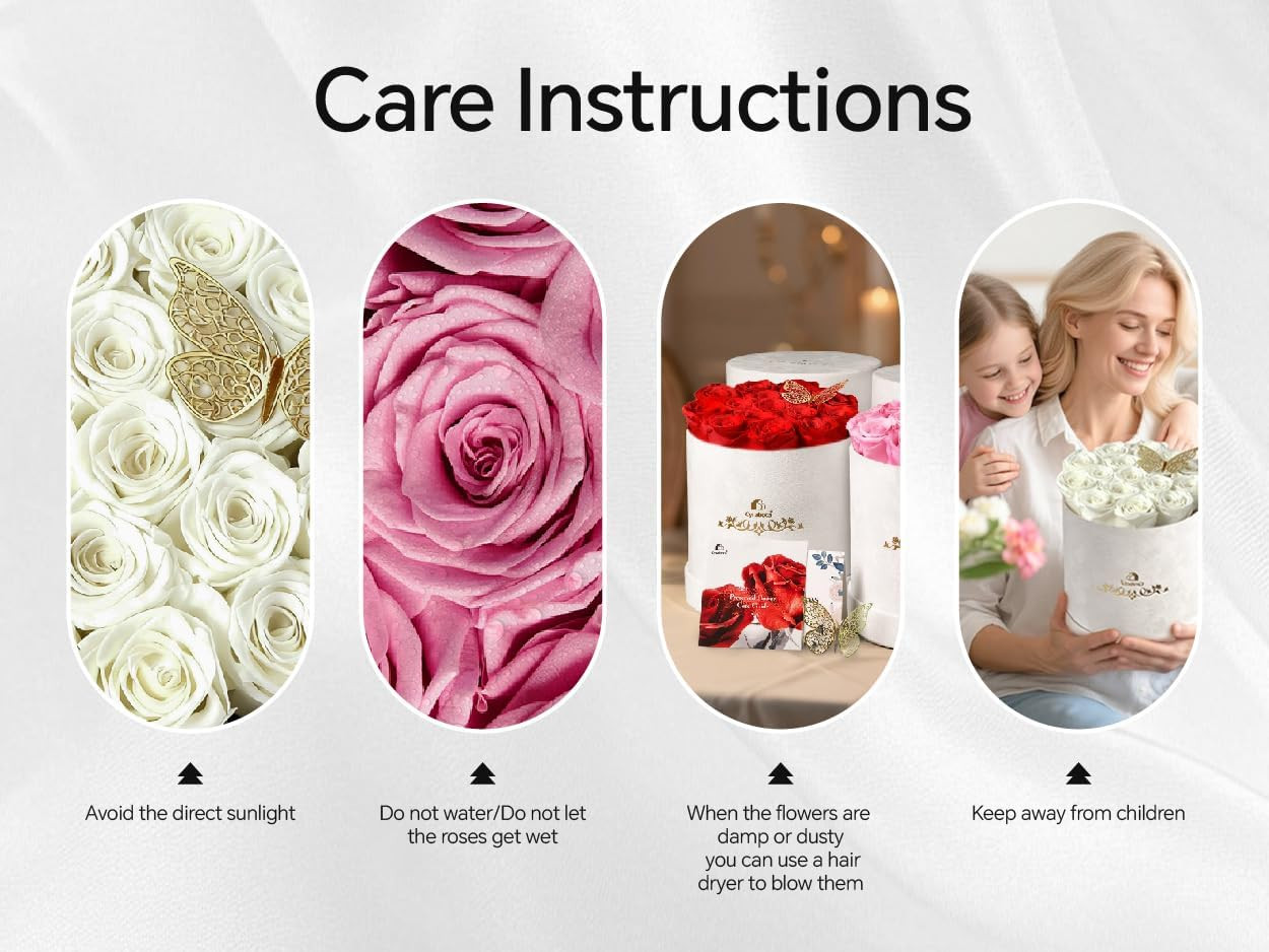 16 Pink Preserved Flowers in round Gift Box, Forever Flowers Eternal Roses for M
