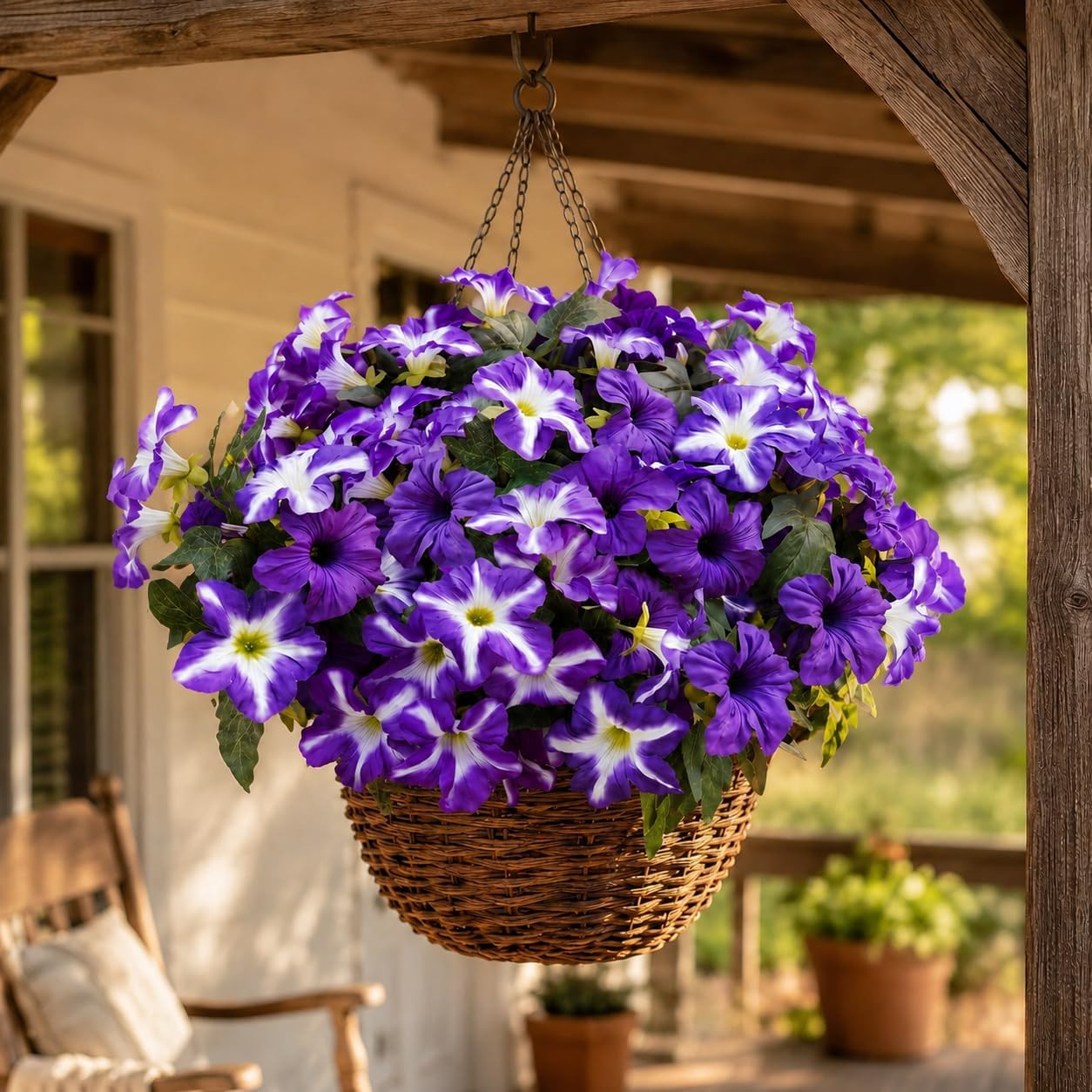 Vibrant UV Resistant Morning Glory Fake Flowers for Outdoor Décor (4 Bundles)