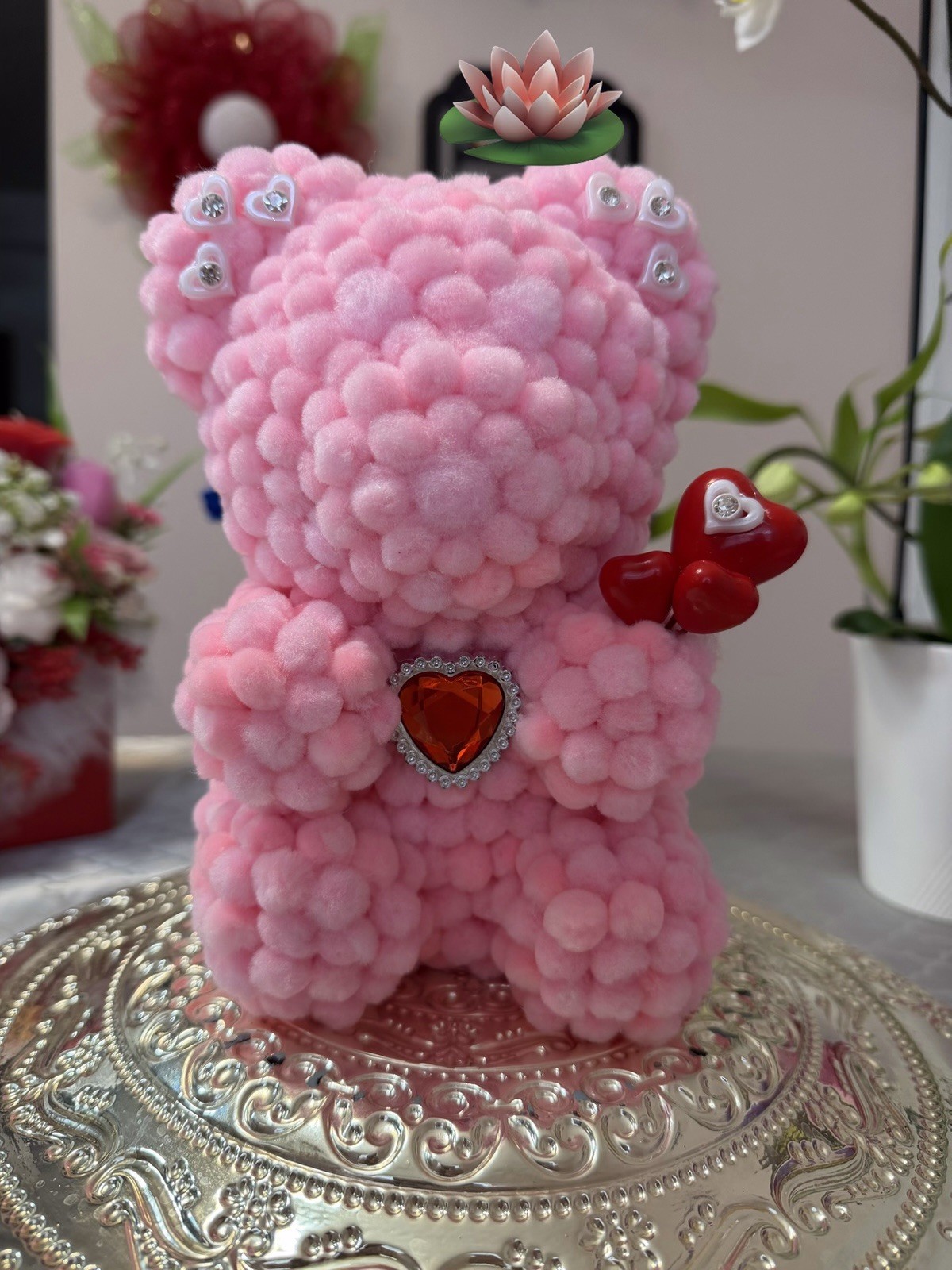 Adorable Pink Marshmallow Teddy Bear 9″-Unique Handmade Gift for Mother’s Day