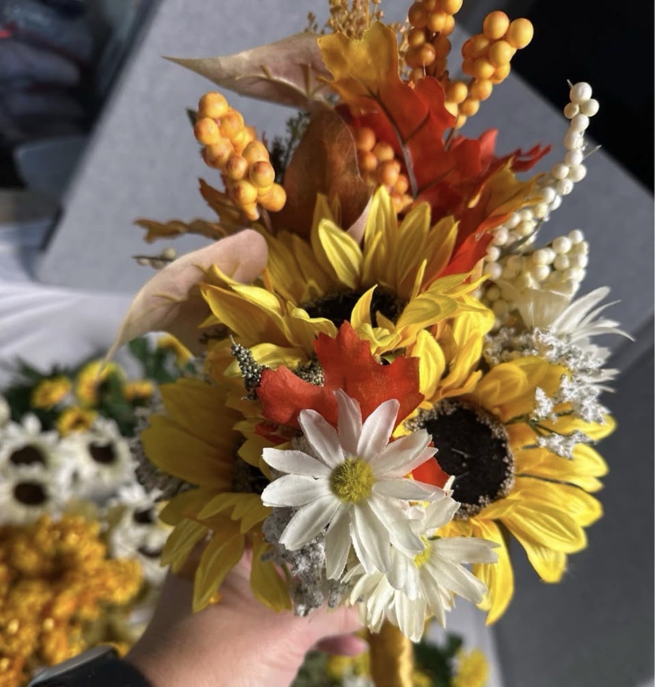 Mixed Lot Artificial Flowers And Garland Fall Colors Orange Yellow Sunflower