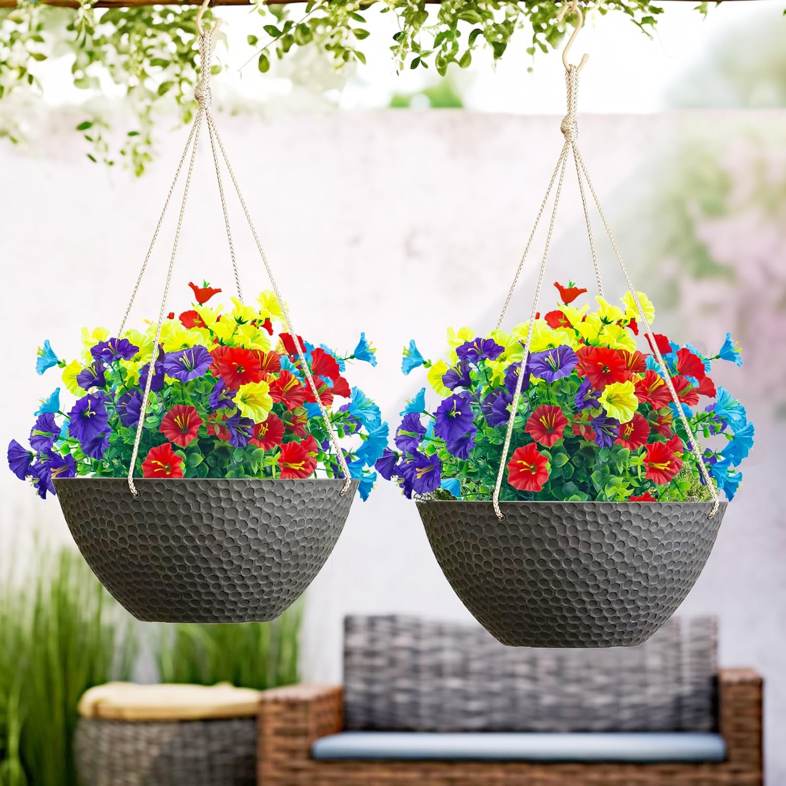 Artificial Outdoor Flowers UV Resistant – 8 Bundles 9″ Wide X 14″ Length