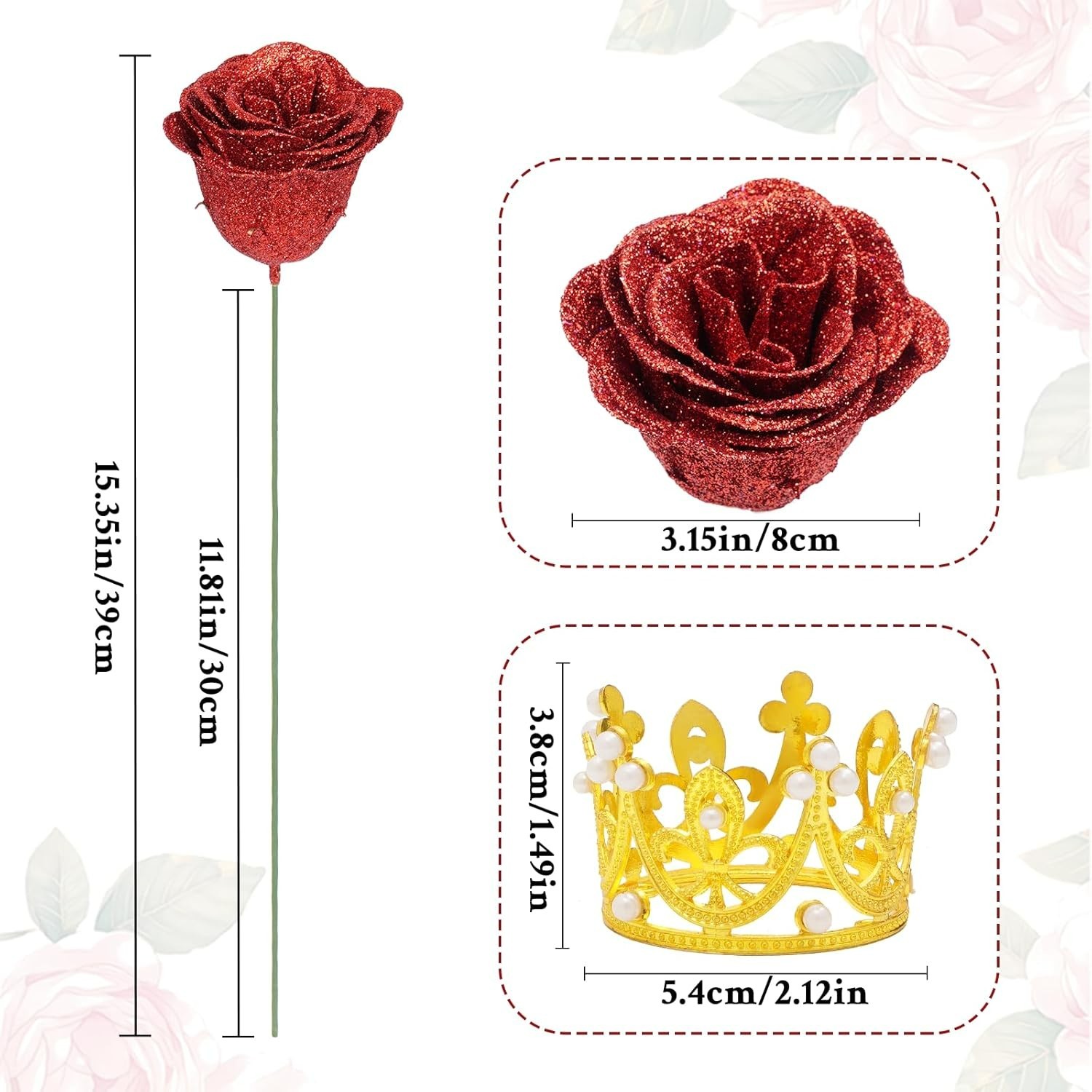 Enchanting Glitter Roses Bouquet – 24 Red Flowers, Perfect for Special Occasions