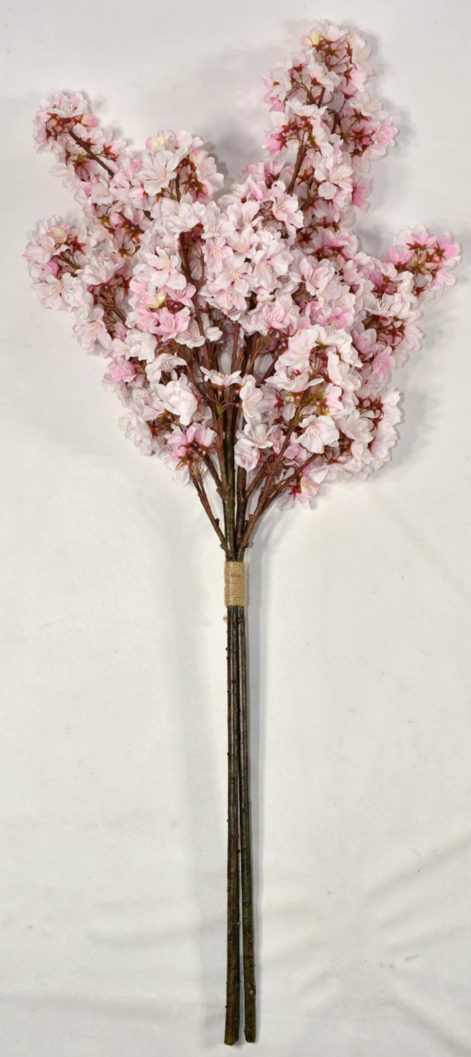 Pottery Barn Faux Pink Cherry Blossom Bundle Artificial Flowers 3 Stems 36″ NWOT