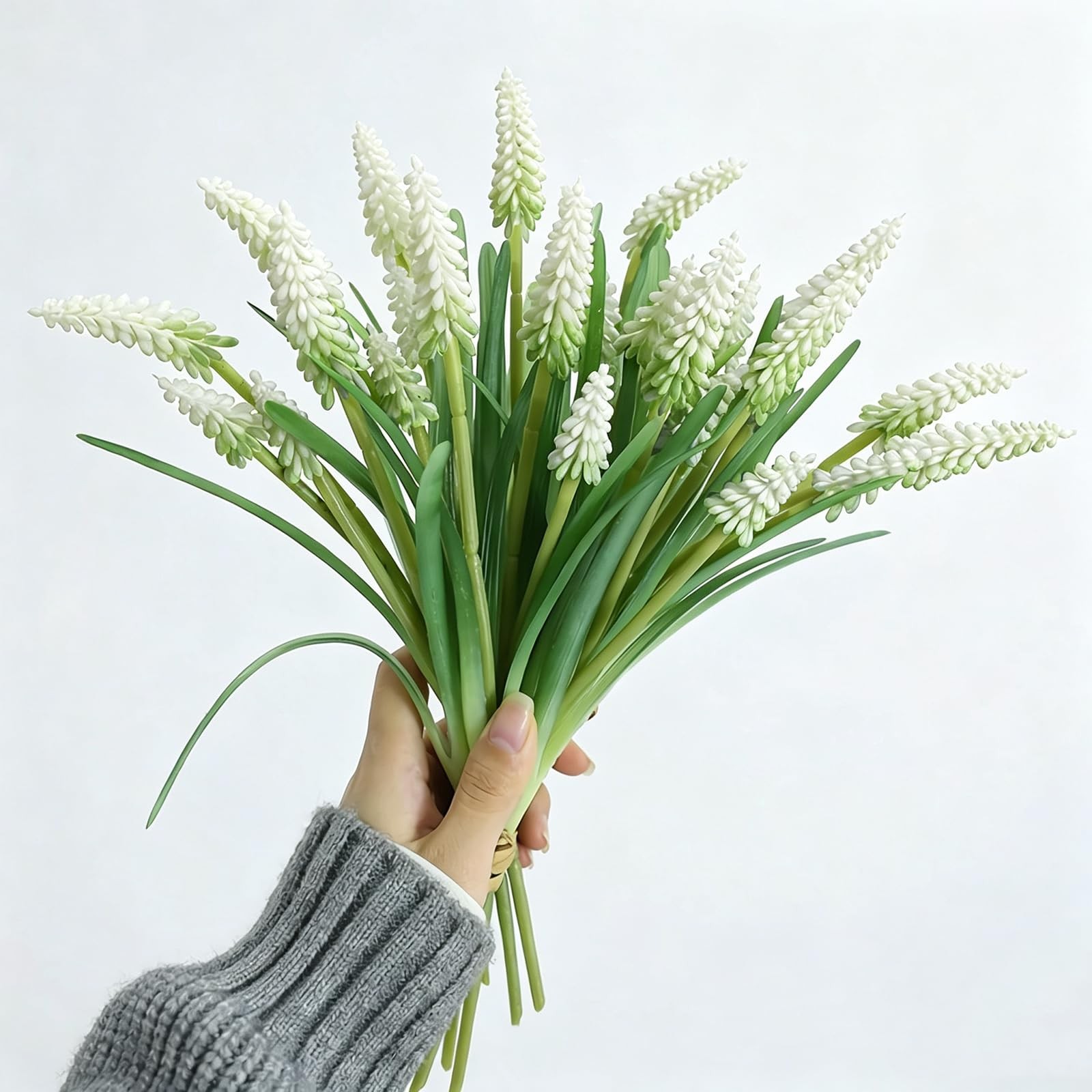 10pcs Artificial Grape Hyacinth 12″ Latex Fake Muscari Faux Hyacinth for Vase…