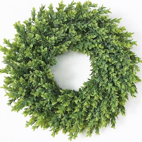 26″ Artificial Boxwood Wreath for Front Door – Large Faux Plant Fake Greenery
