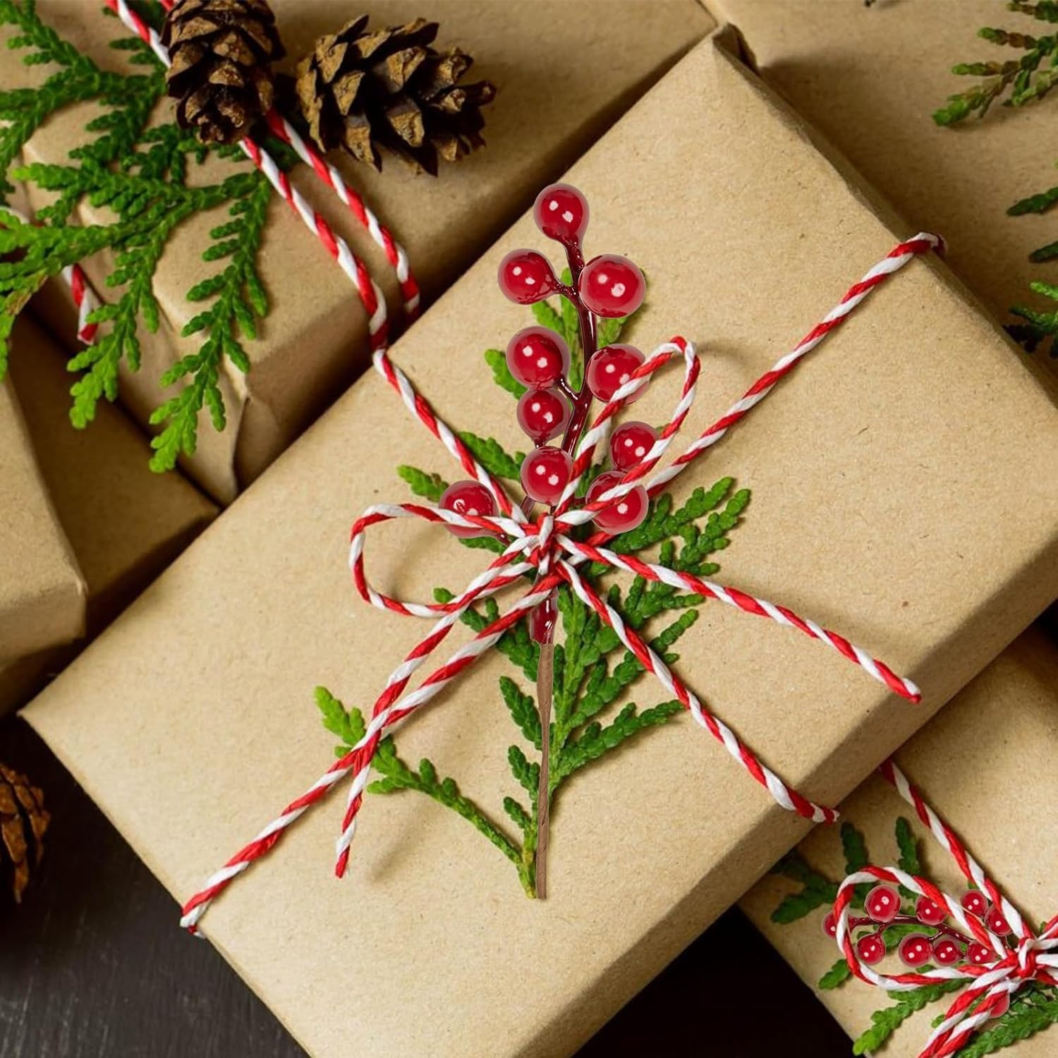 32 Pack Christmas Tree Decorations, Artificial Red Berry Stems 6.5 Inch Christma