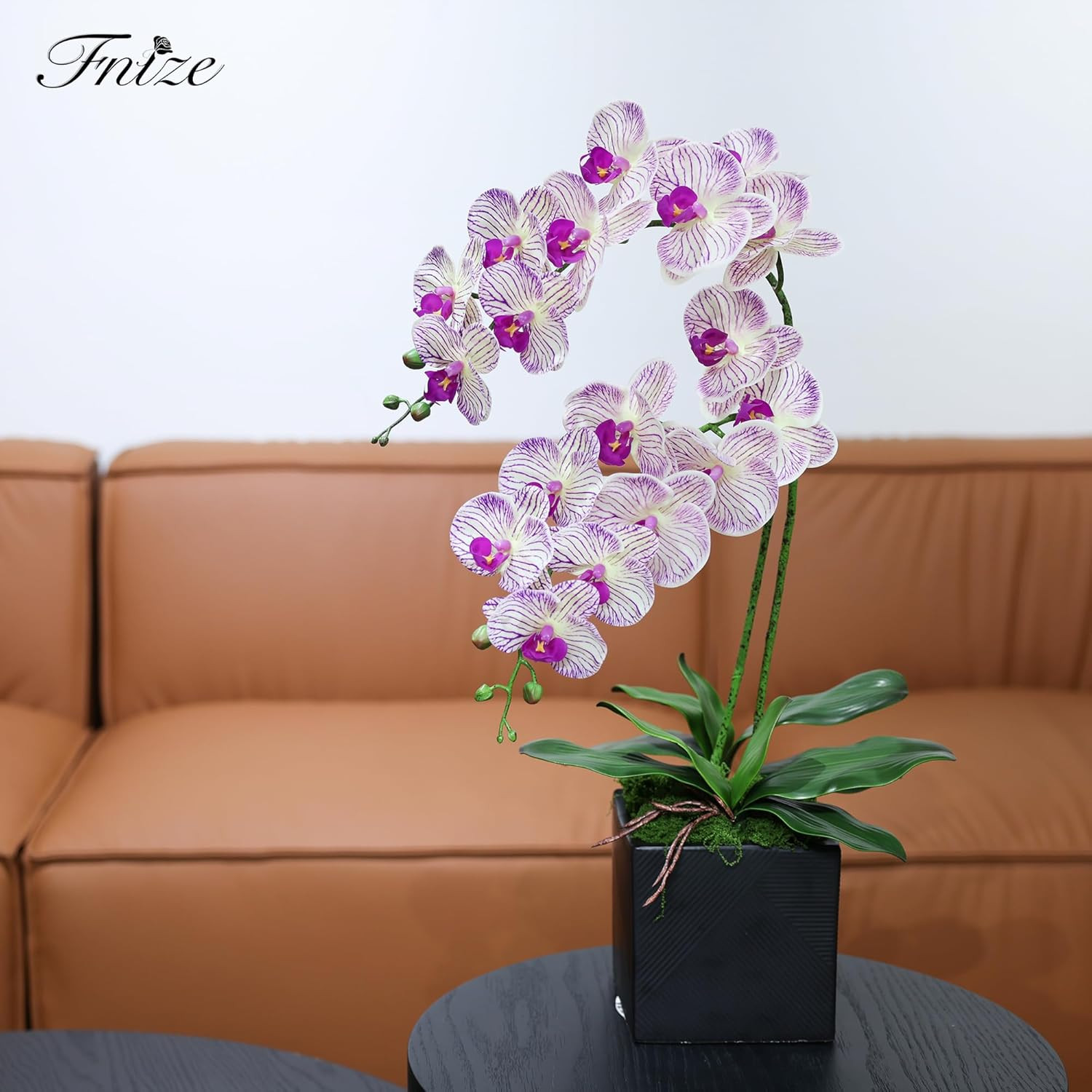 Faux Orchid Stems Artificial Flowers Phalaenopsis 38 Inch 2Pcs Real Touch Latex