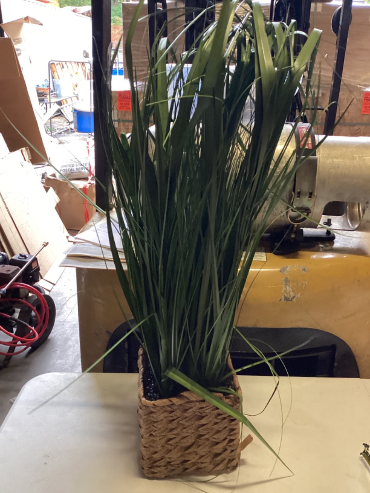 GREEN GRASS THICK IN ROPE BASKET ARTIFICIAL FLOWER 36” Tall 8” x 8” Basket
